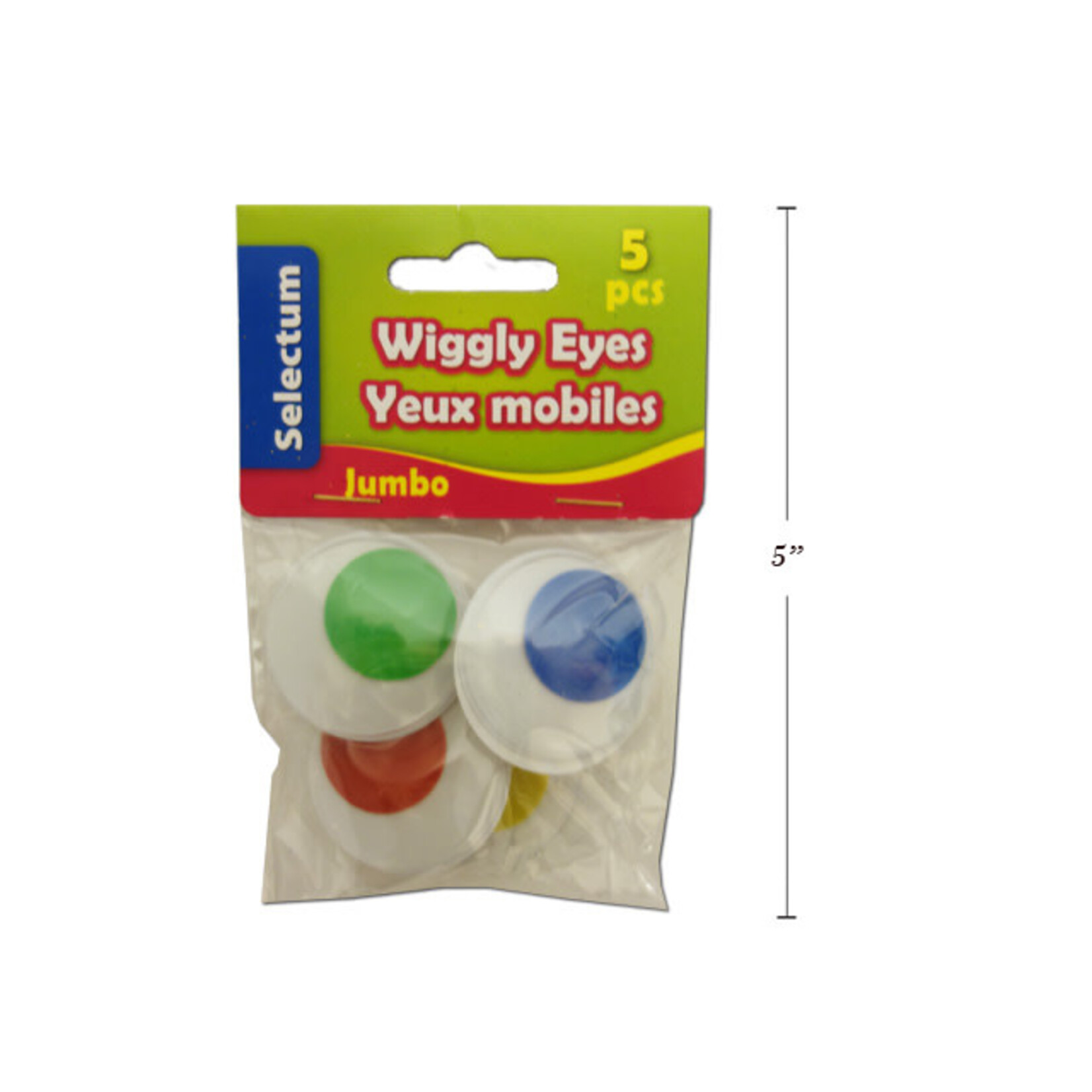 Wiggly Jumbo Eyes Asst Colours 1.5" 5/Bag