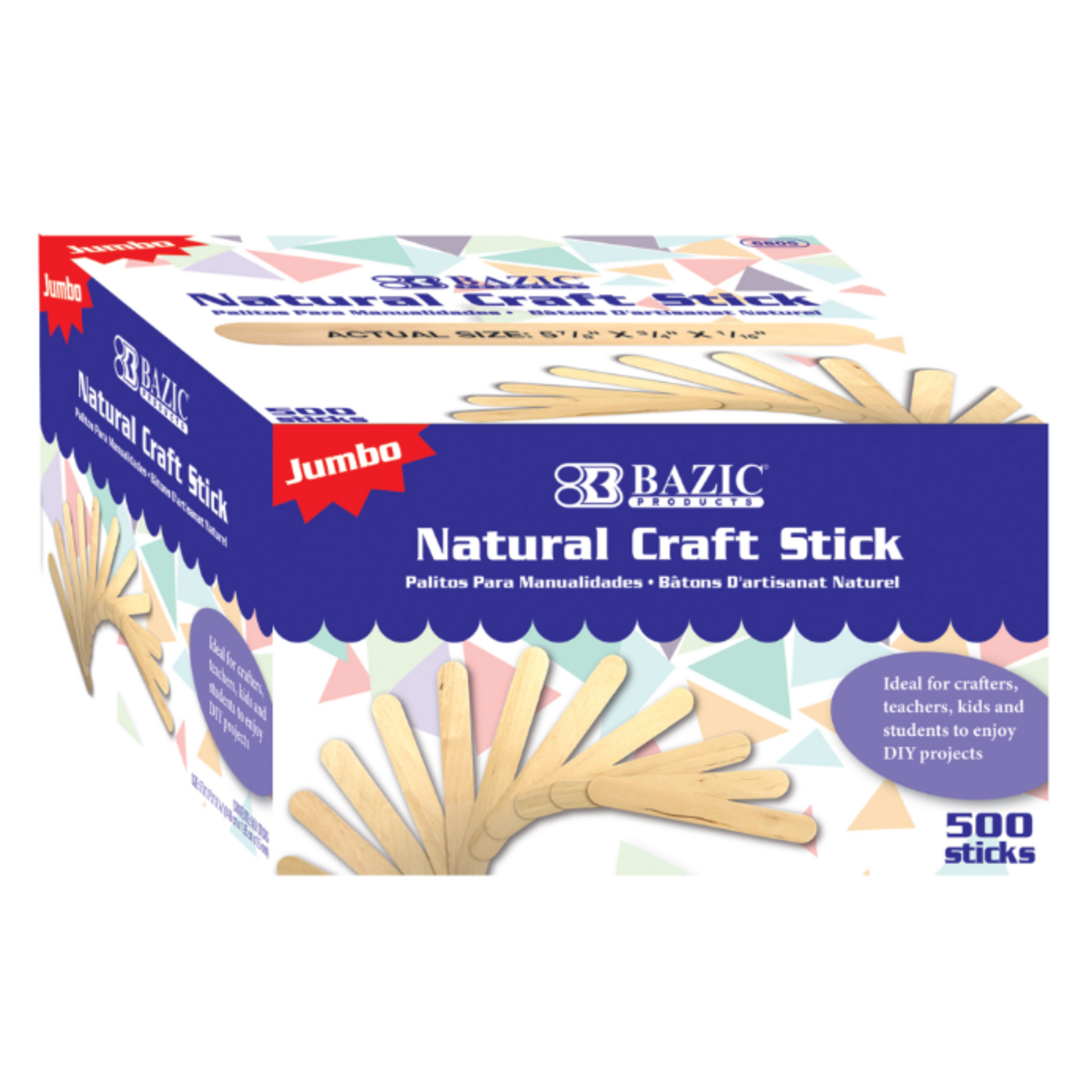 Bazic Bazic Jumbo natural Craft Stick (500/pack)