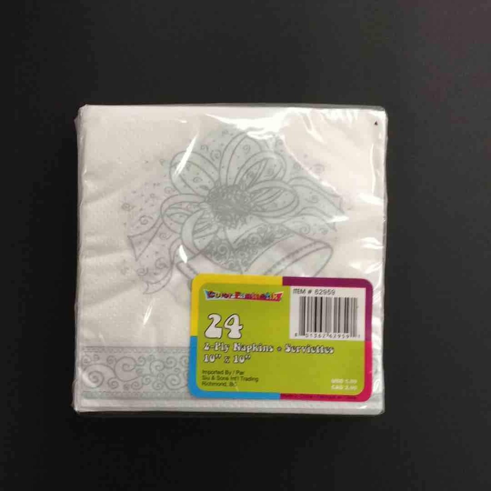 Color Fantastik 24 2-Ply Napkins White 10 Inches x 10 Inches