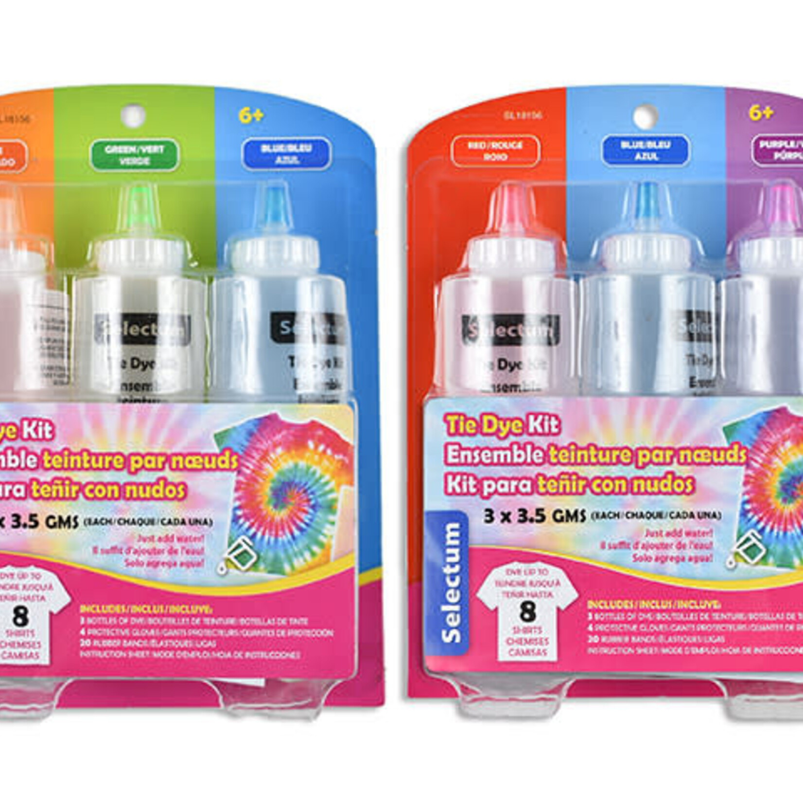 Tie Dye Kit 3 X 3.5 GMS Each Colour 20 Bands + 4 Gloves - Red, Blue and Purple