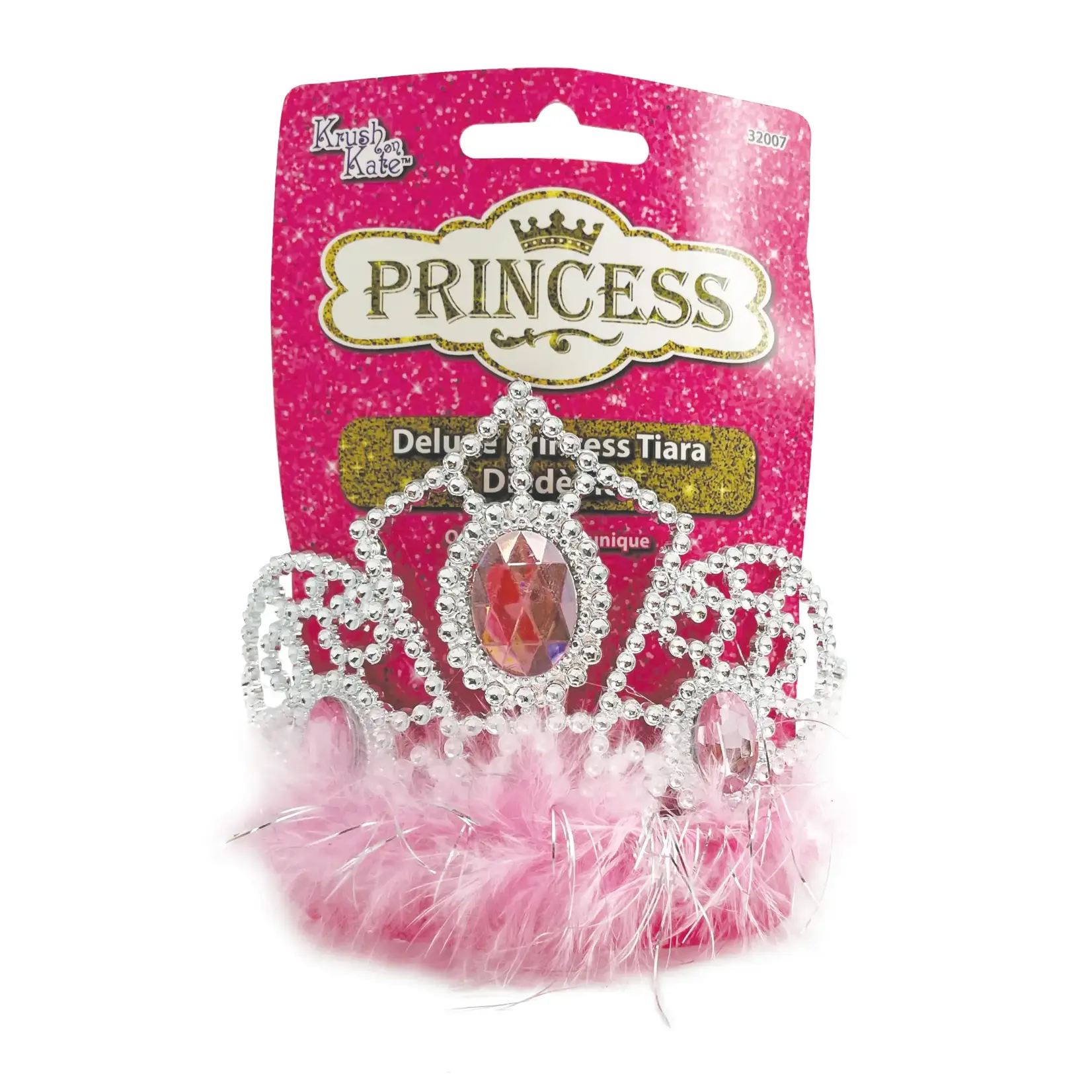 Deluxe Princess Tiara Silver & Pink 4.5X5.5X6.25 Inches