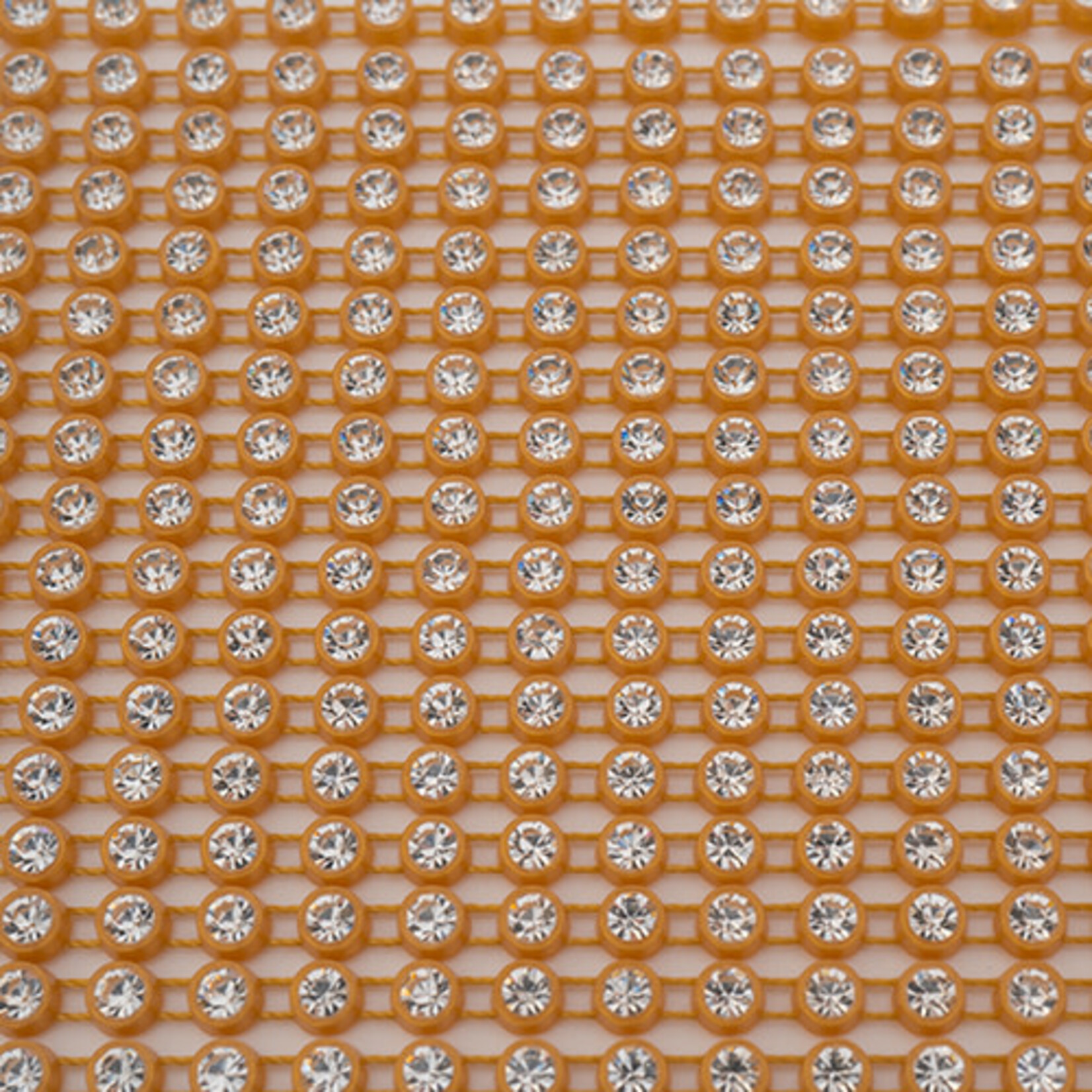 Crystal Lane Rhinestone Banding 10Yds 1Row SS12 Gold Casing - Crystal