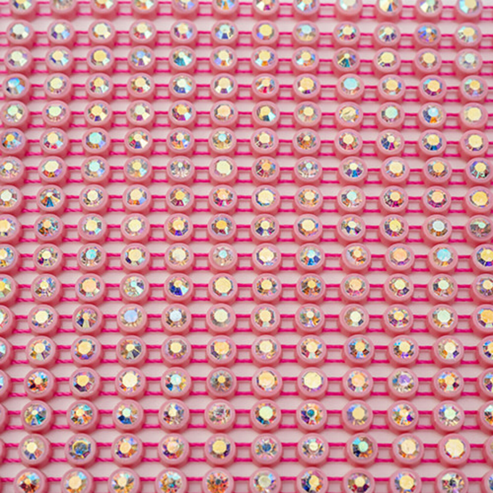 Crystal Lane Rhinestone Banding 10Yds 1Row SS12 Pink Casing - Crystal AB
