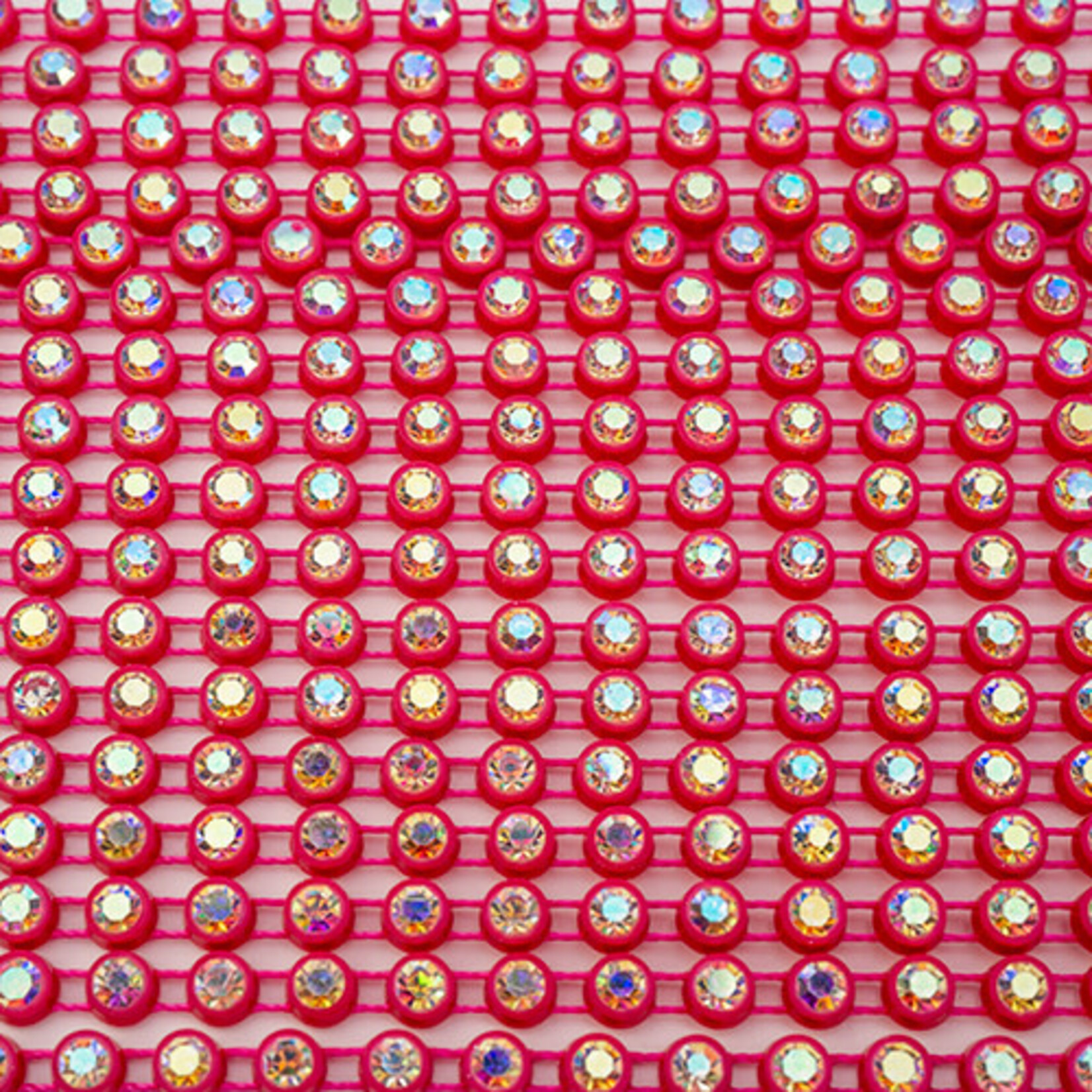 Crystal Lane Rhinestone Banding 10Yds 1Row SS12 Hot Pink Casing - Crystal AB