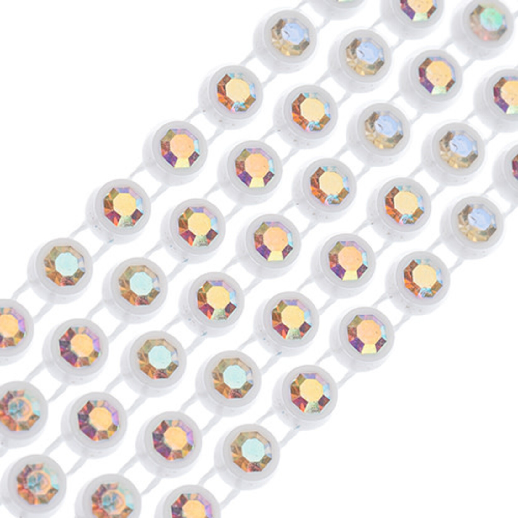 Crystal Lane Rhinestone Banding 1Yd 1Row SS12 White Casing - Crystal AB