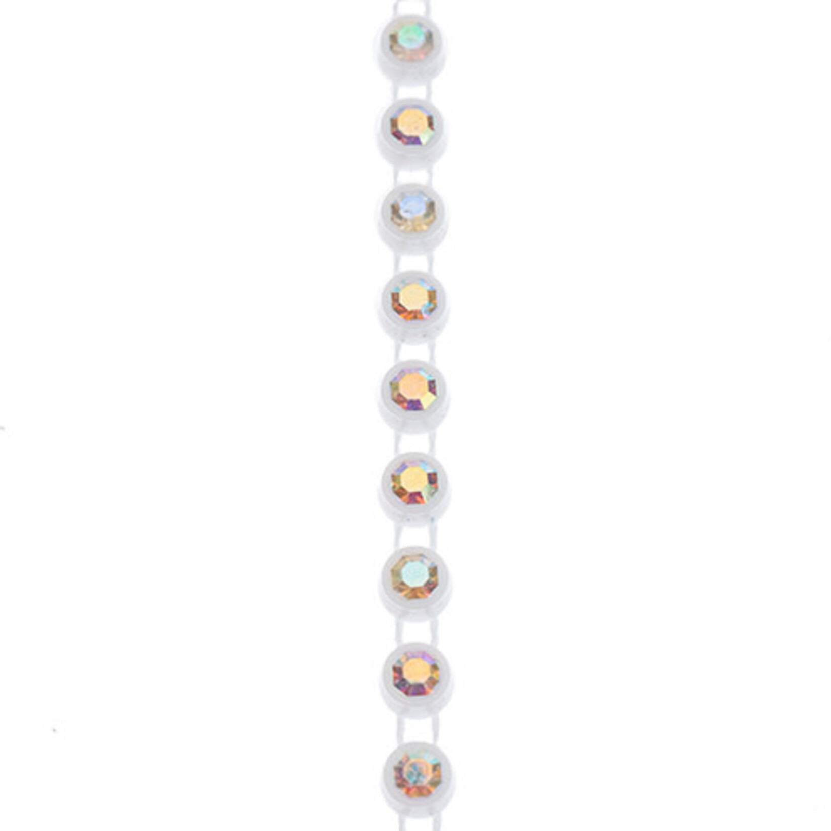 Crystal Lane Rhinestone Banding 1Yd 1Row SS12 White Casing - Crystal AB