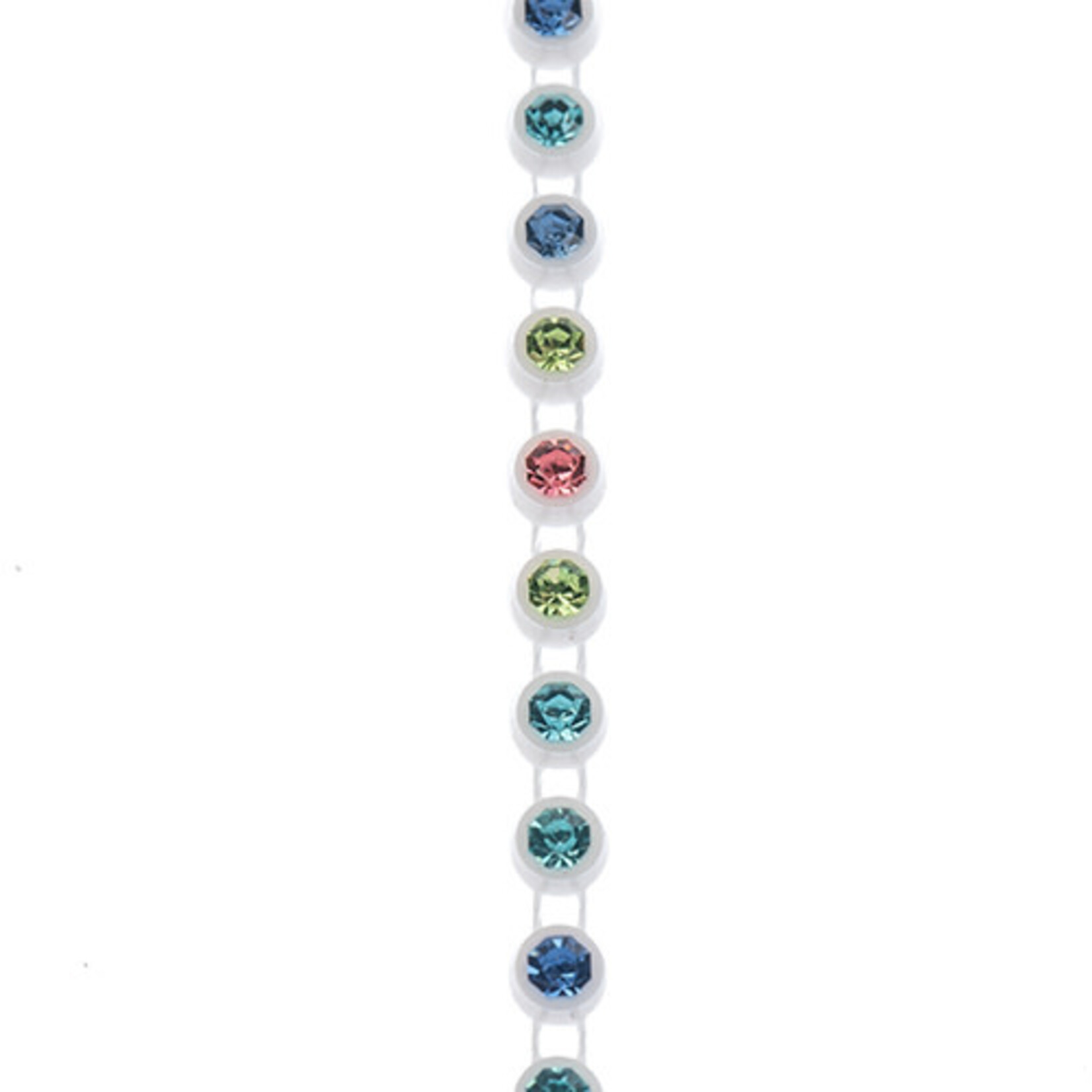Crystal Lane Rhinestone Banding 1Yd 1Row SS12 White Casing - Light Multi