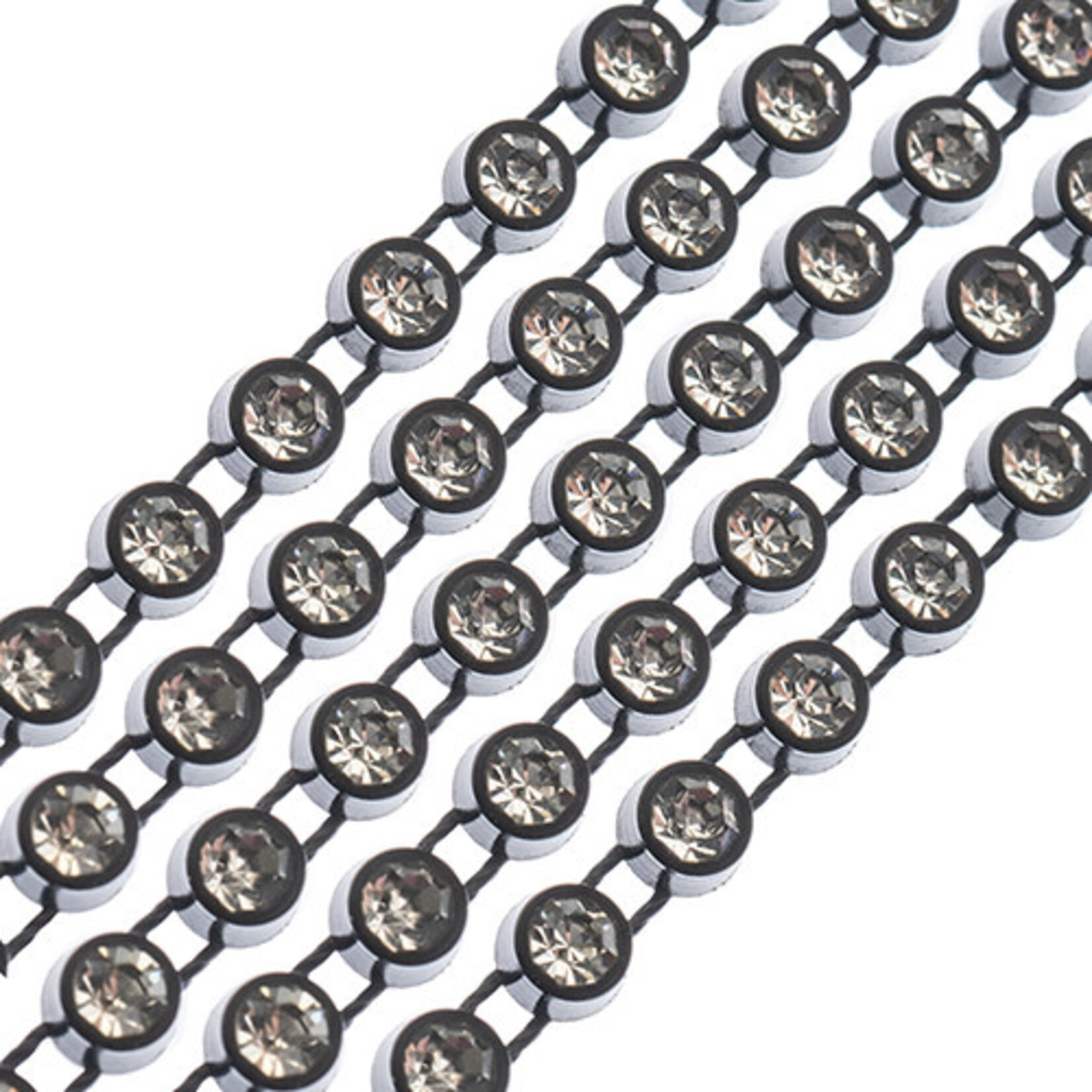 Crystal Lane Rhinestone Banding 1Yd 1Row SS12 Black Casing - Crystal