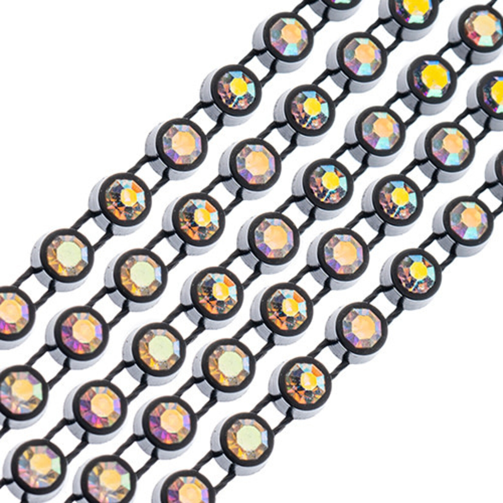 Crystal Lane Rhinestone Banding 1Yd 1Row SS12 Black Casing - Crystal AB