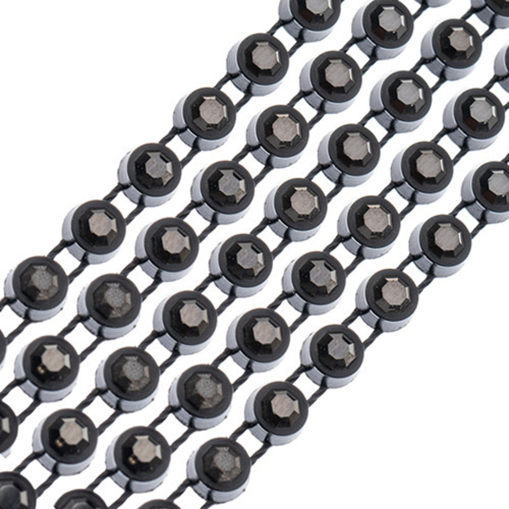 Crystal Lane Rhinestone Banding 1Yd 1Row SS12 Black Casing -  Hematite