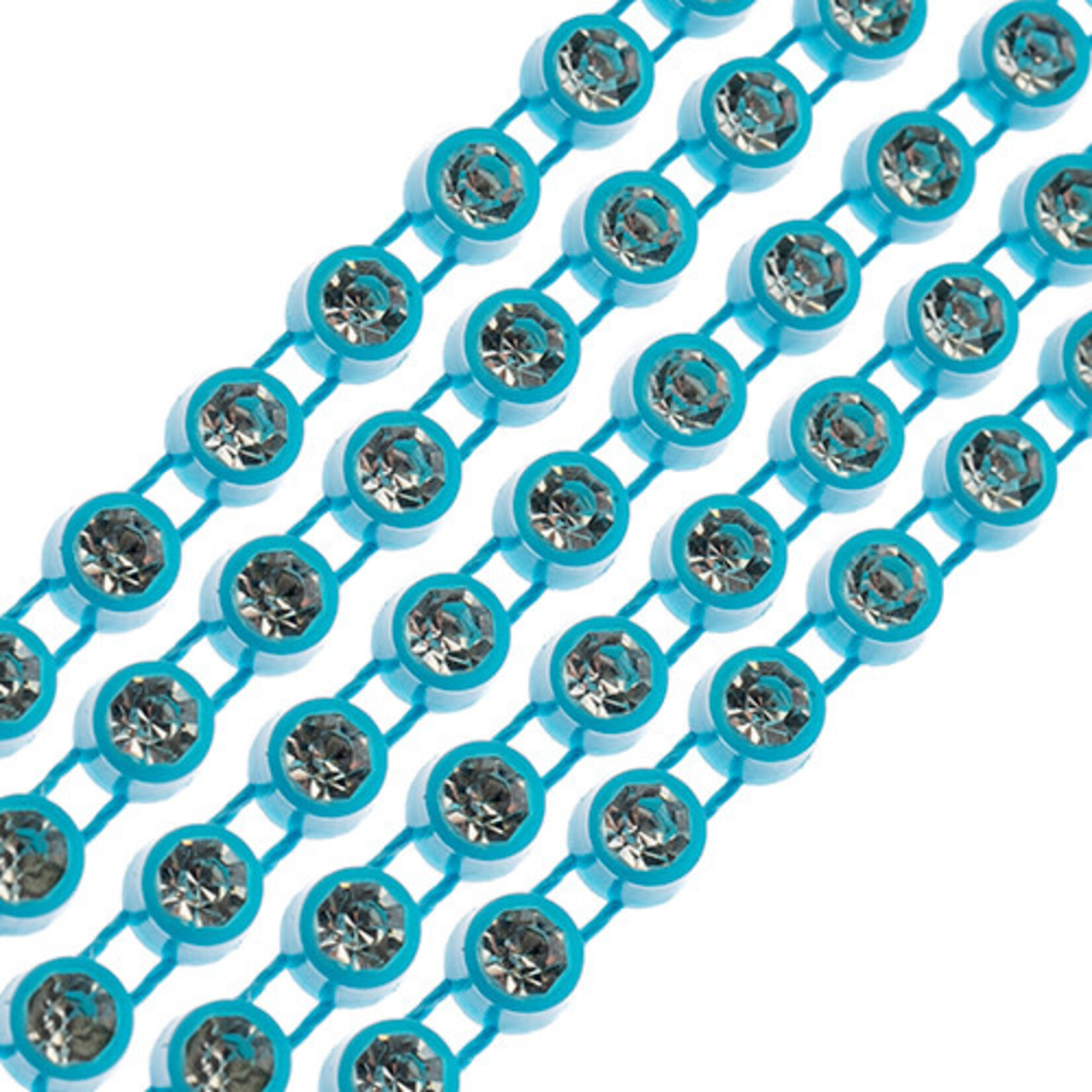 Crystal Lane Rhinestone Banding 1Yd 1Row SS12 Aqua Casing - Crystal