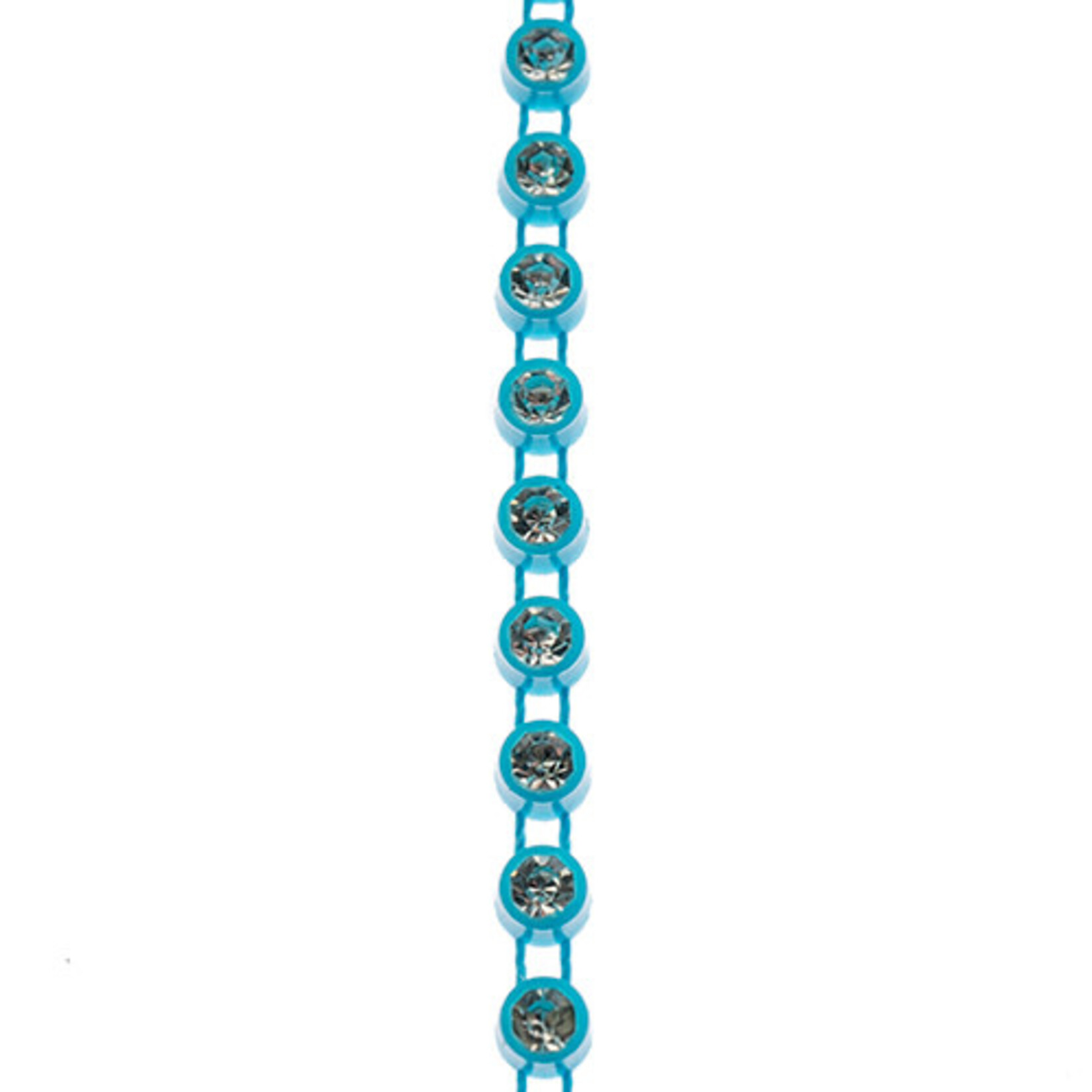 Crystal Lane Rhinestone Banding 1Yd 1Row SS12 Aqua Casing - Crystal
