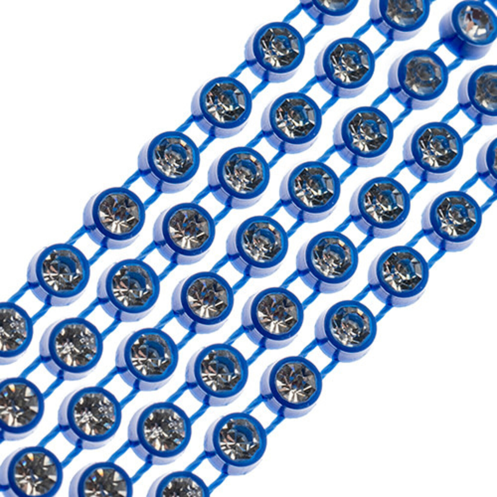 Crystal Lane Rhinestone Banding 1Yd 1Row SS12 Royal Blue Casing - Crystal