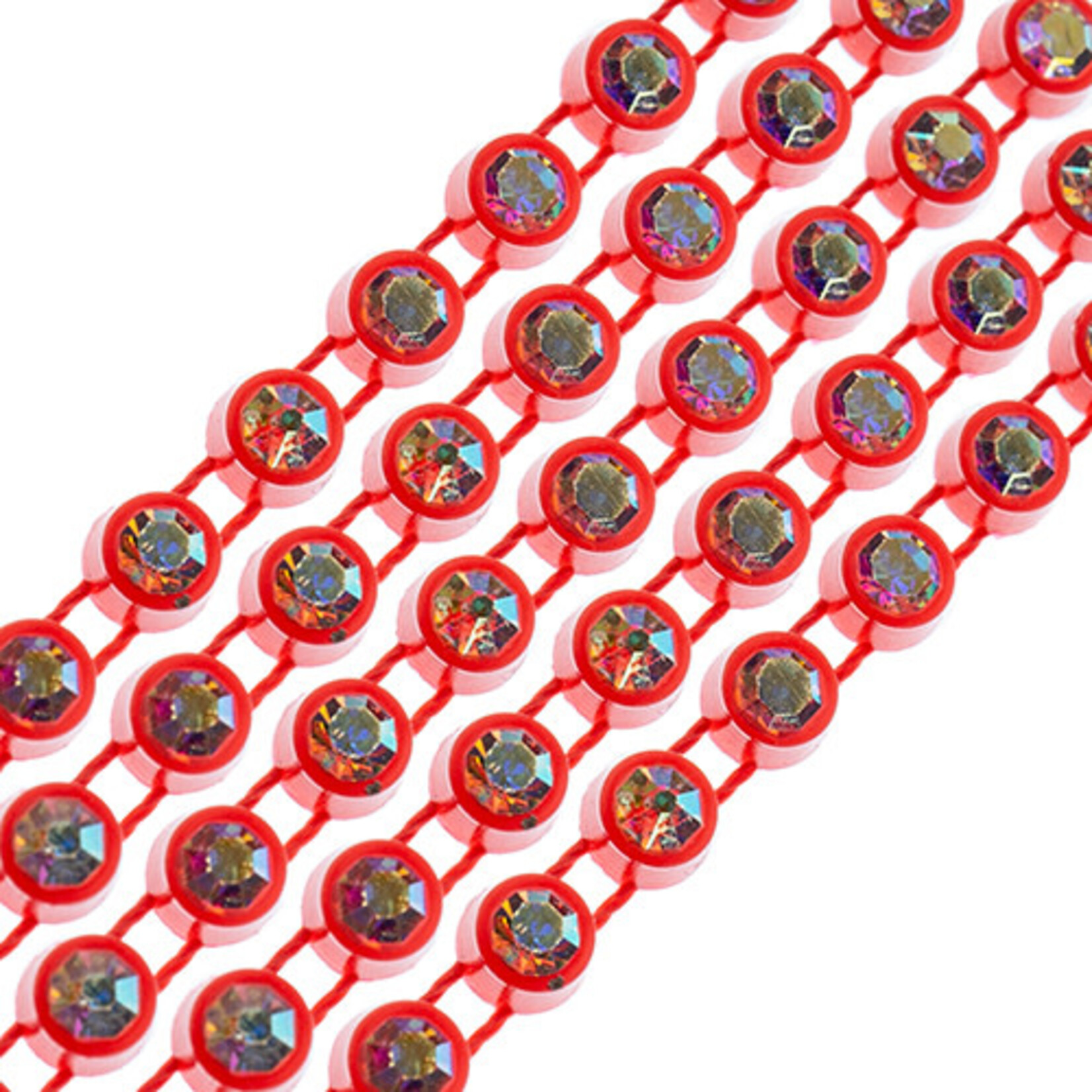 Crystal Lane Rhinestone Banding 1Yd 1Row SS12Tangerine Casing - Crystal AB