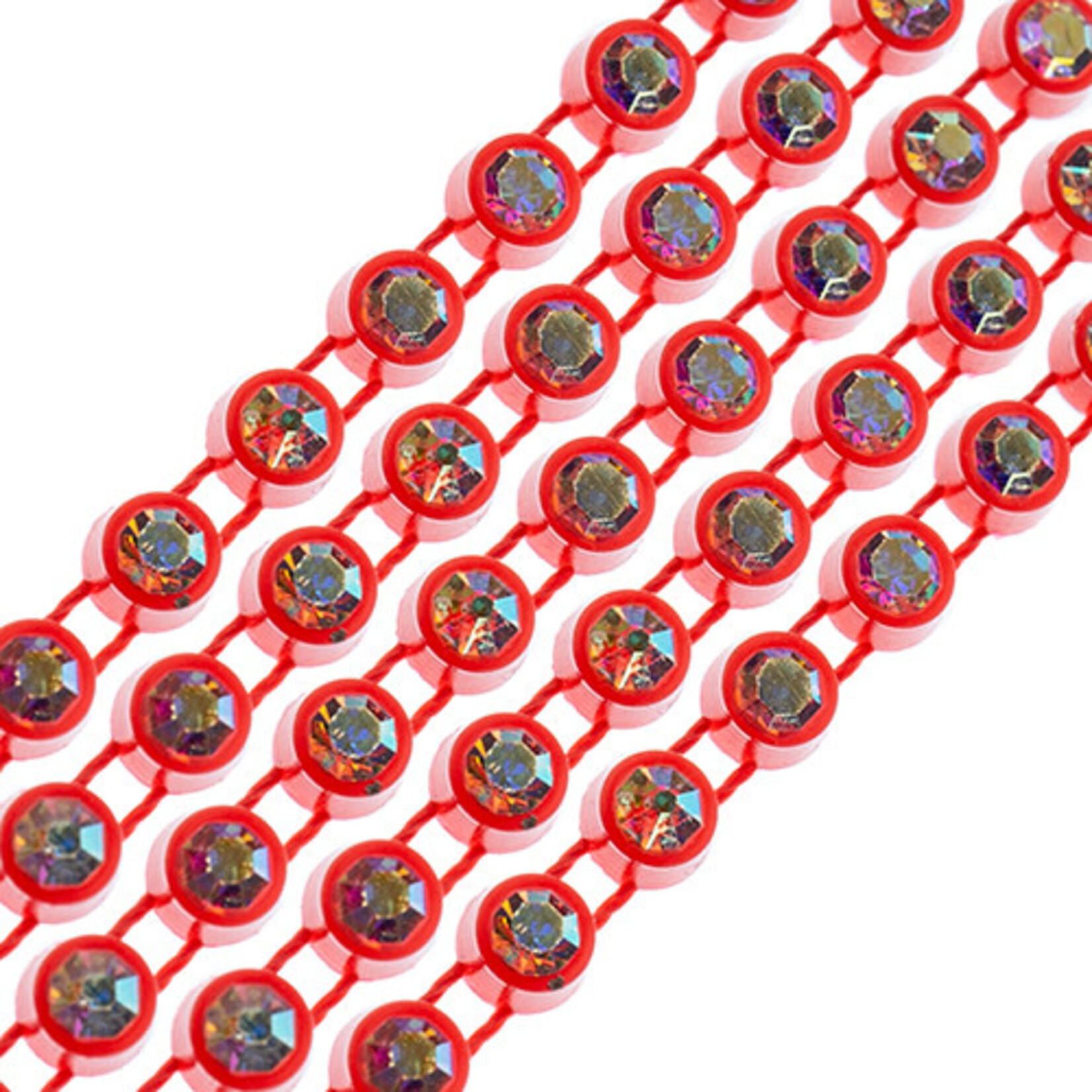 Crystal Lane Rhinestone Banding 1Yd 1Row SS12Tangerine Casing - Crystal AB
