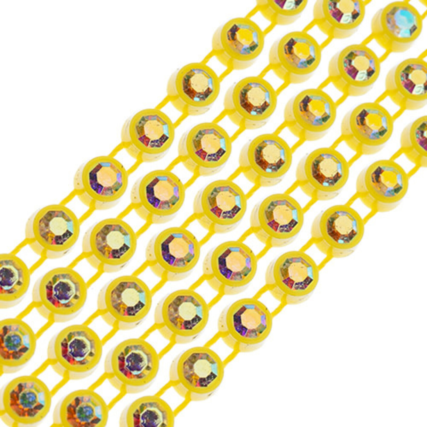 Crystal Lane Rhinestone Banding 1Yd 1Row SS12 Lemon Casing - Crystal AB