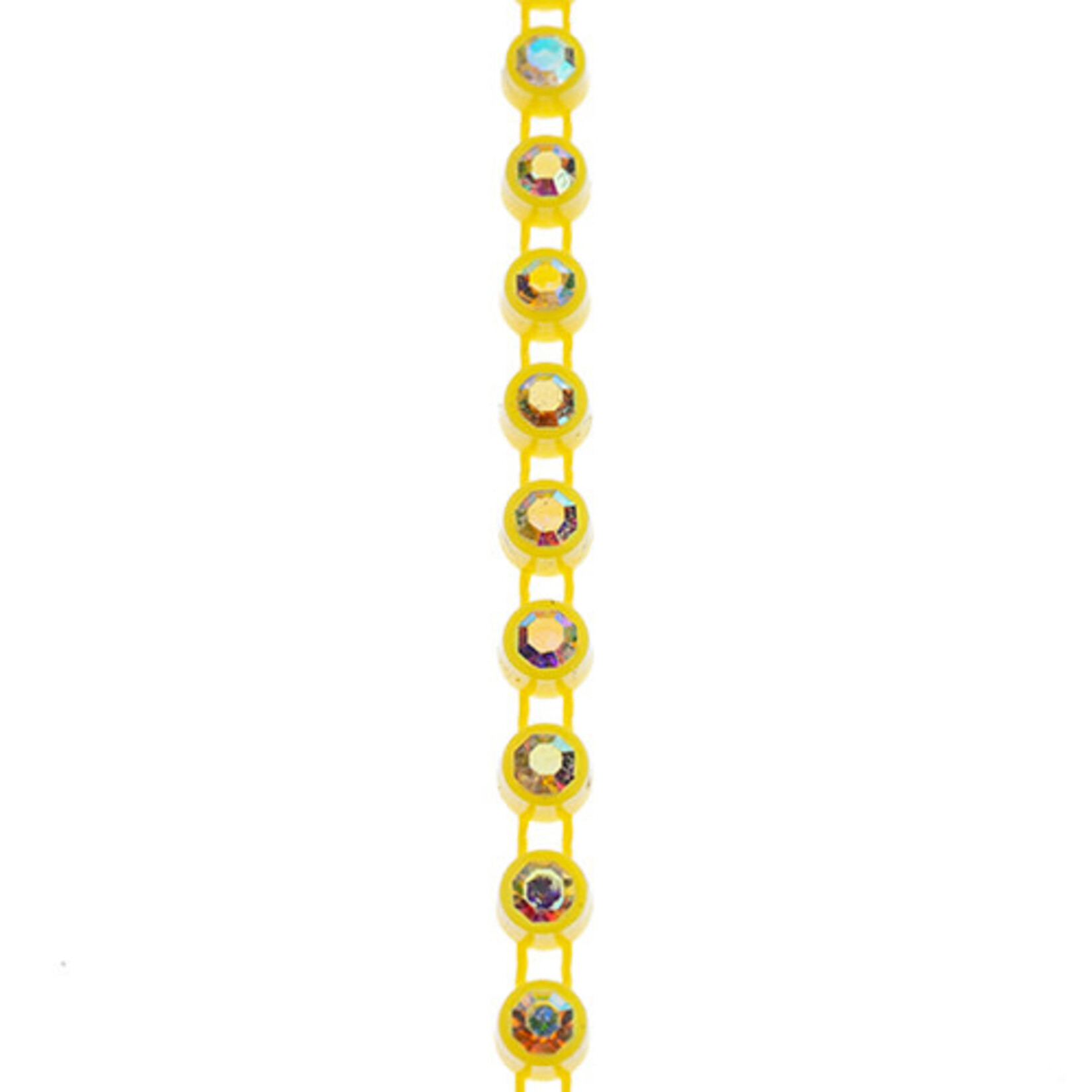 Crystal Lane Rhinestone Banding 1Yd 1Row SS12 Lemon Casing - Crystal AB