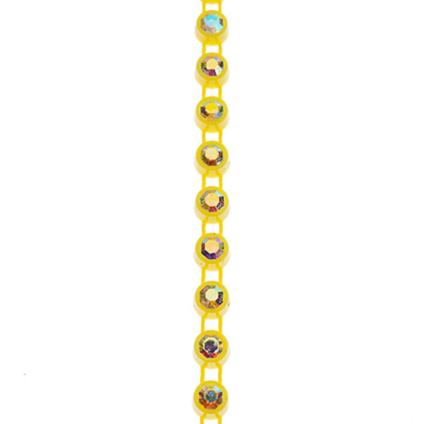 Crystal Lane Rhinestone Banding 1Yd 1Row SS12 Lemon Casing - Crystal AB