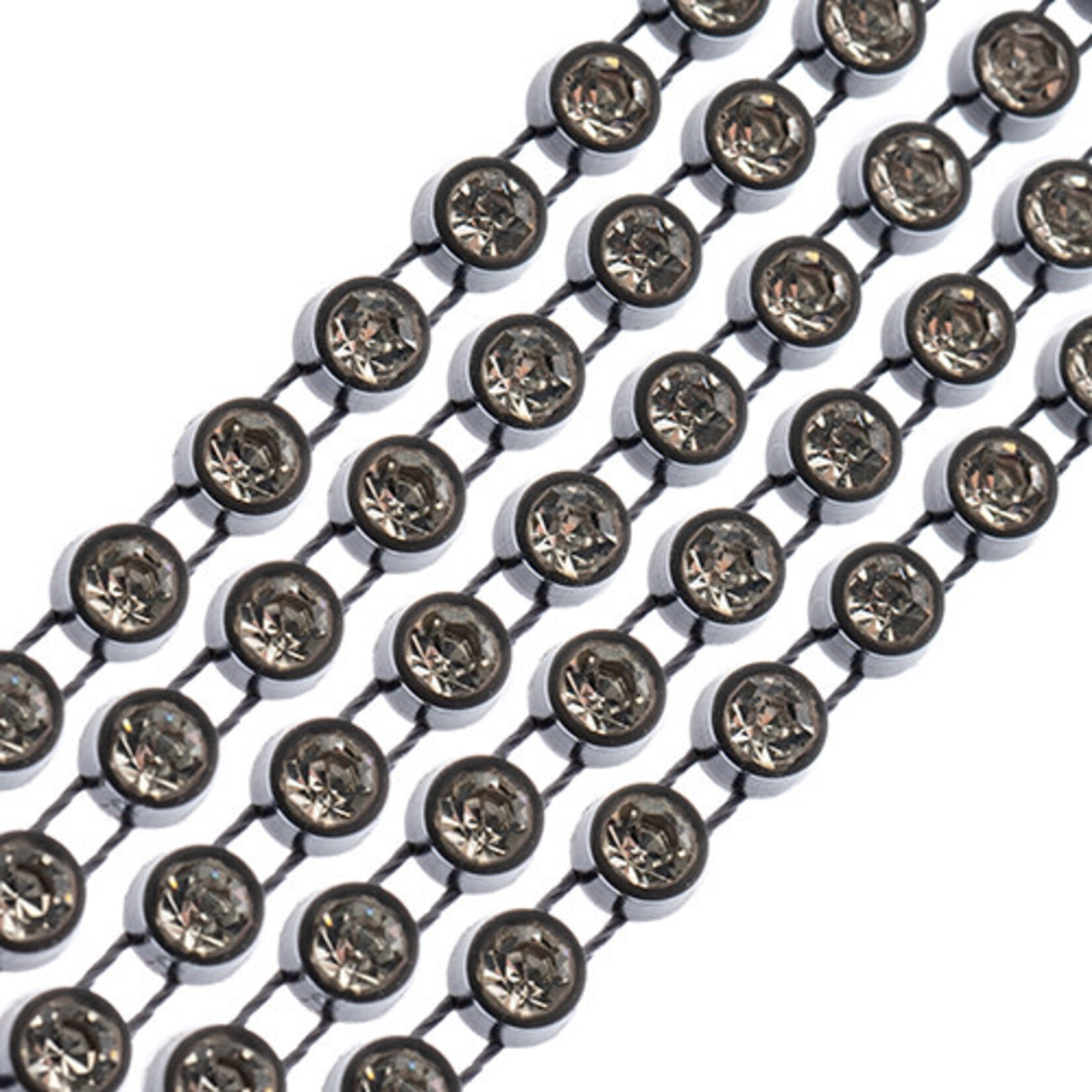 Crystal Lane Rhinestone Banding 1Yd 1Row SS12 Grey Casing - Crystal