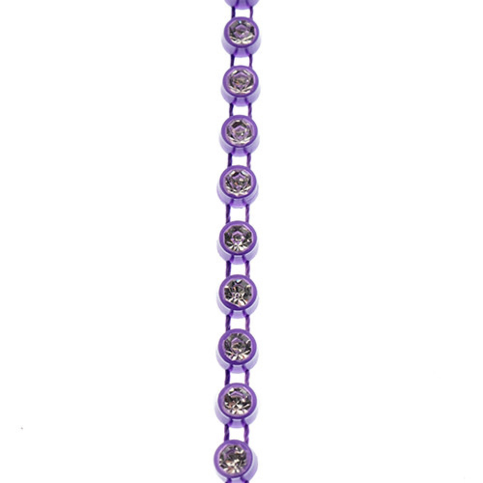 Crystal Lane Rhinestone Banding 1Yd 1Row SS12 Purple Casing - Crystal