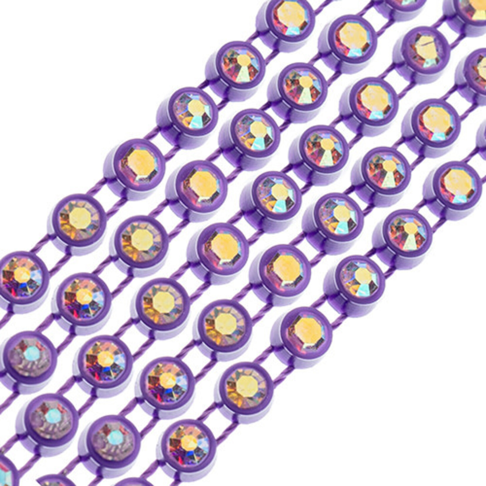 Crystal Lane Rhinestone Banding 1Yd 1Row SS12 Purple Casing - Crystal AB