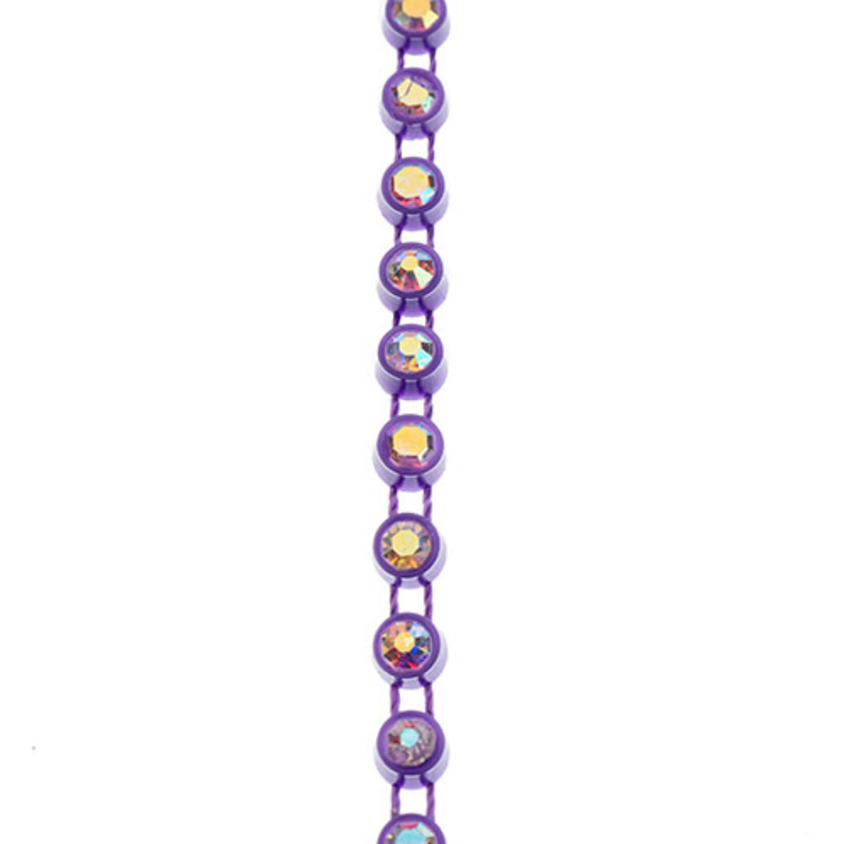Crystal Lane Rhinestone Banding 1Yd 1Row SS12 Purple Casing - Crystal AB