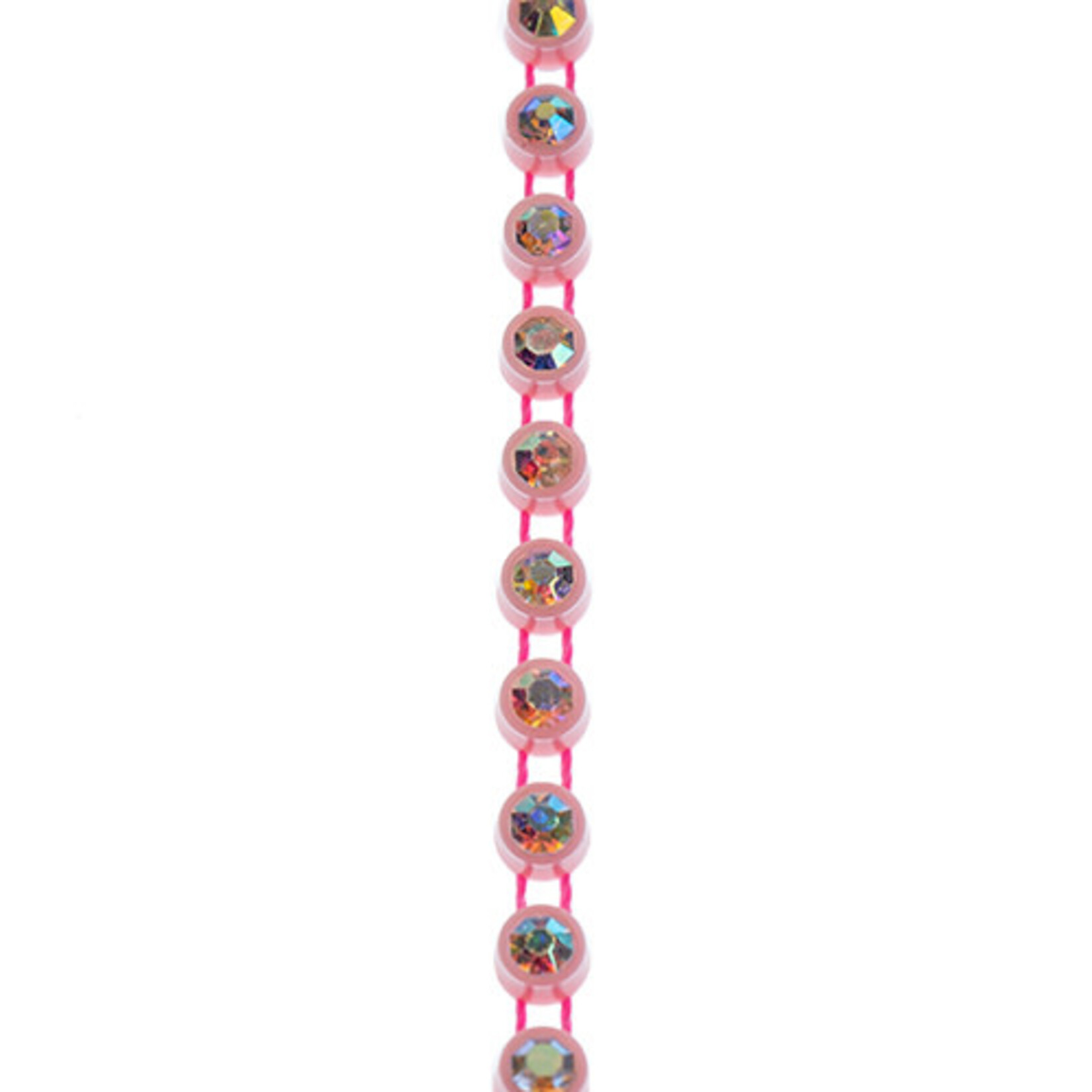 Crystal Lane Rhinestone Banding 1Yd 1Row SS12 Light Pink Casing - Crystal AB