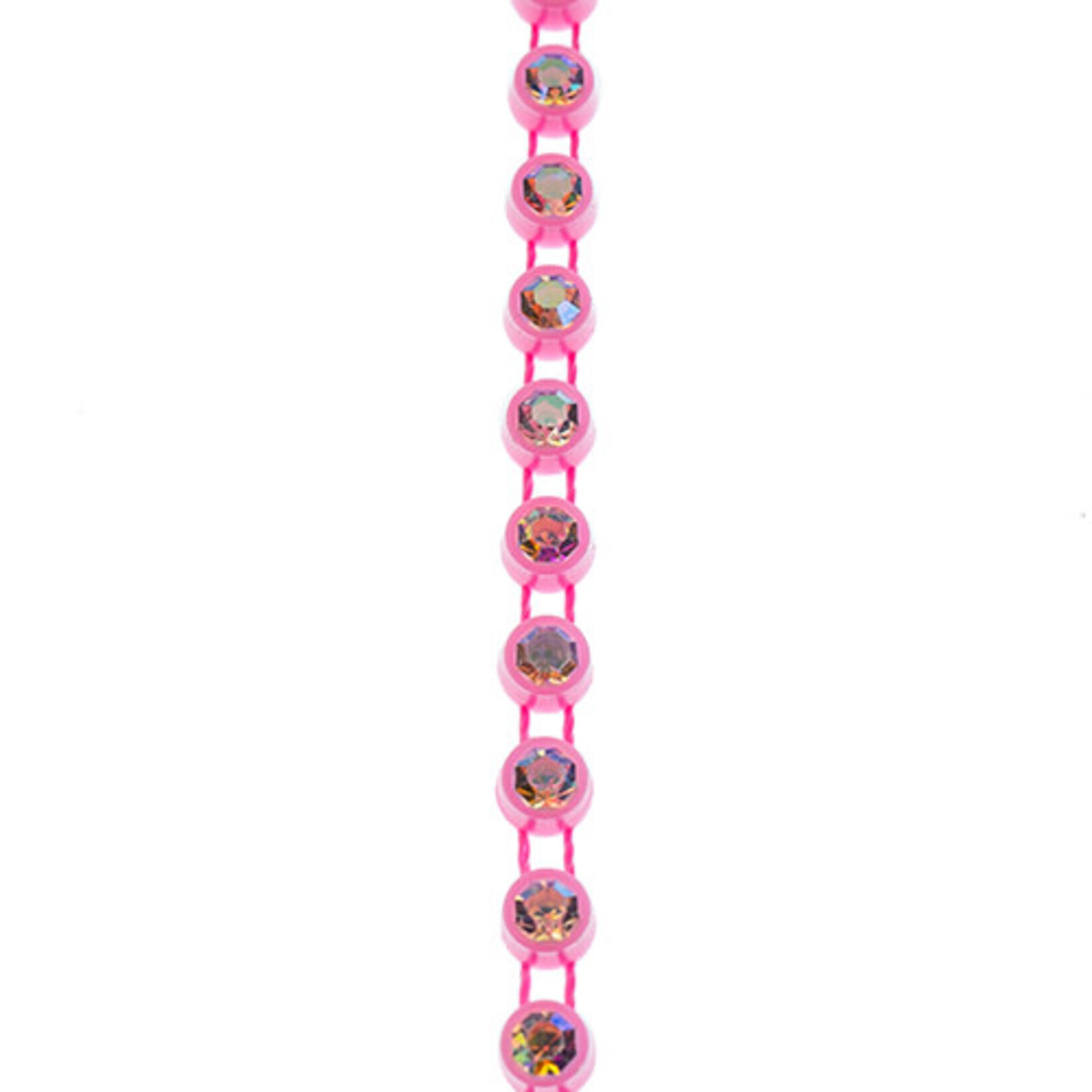 Crystal Lane Rhinestone Banding 1Yd 1Row SS12 Pink Casing - Crystal AB