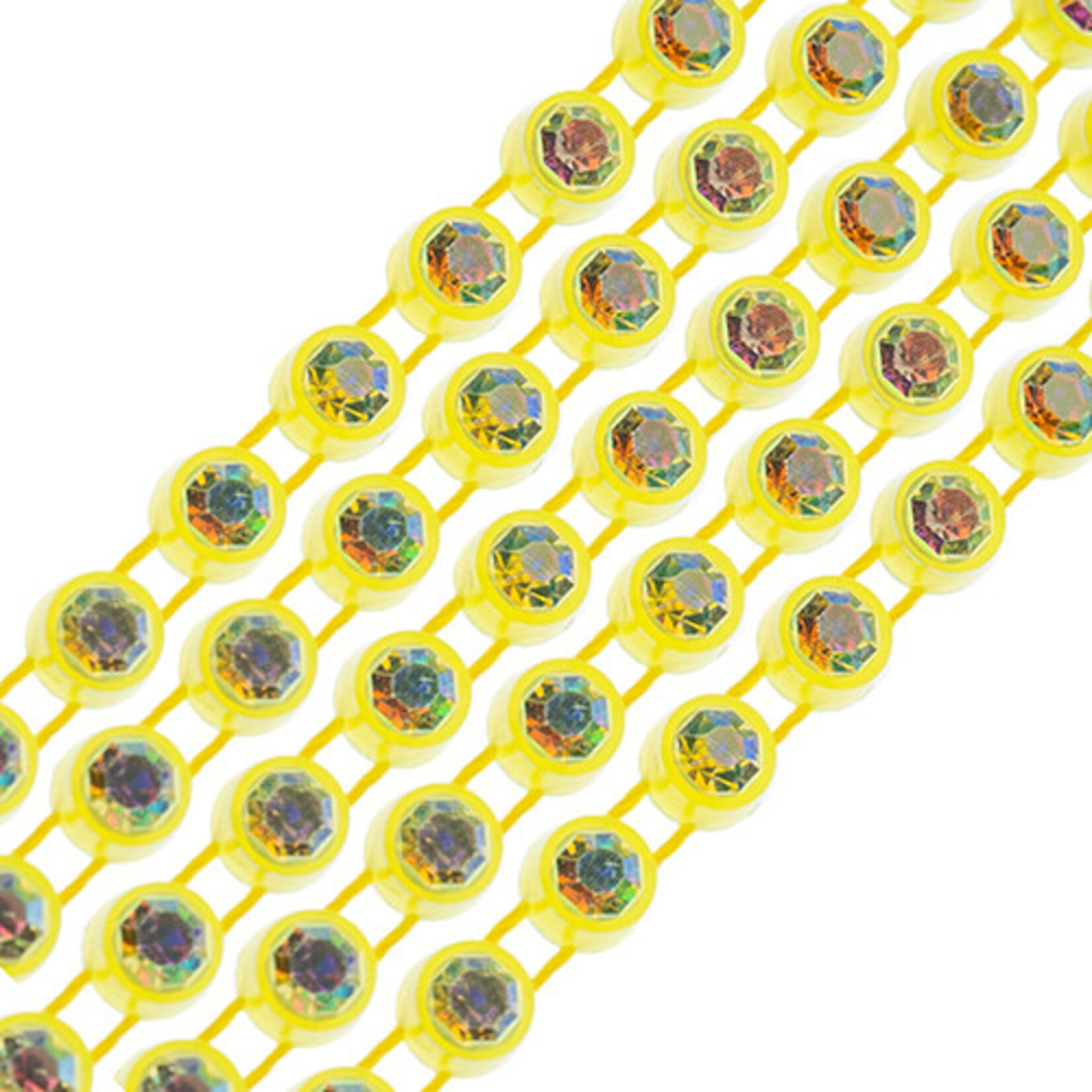 Crystal Lane Rhinestone Banding 1Yd 1Row SS12 Bright Yellow Casing -  Crystal AB