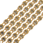 Crystal Lane Rhinestone Banding 1Yd 1Row SS12 Antique Gold Casing - Crystal