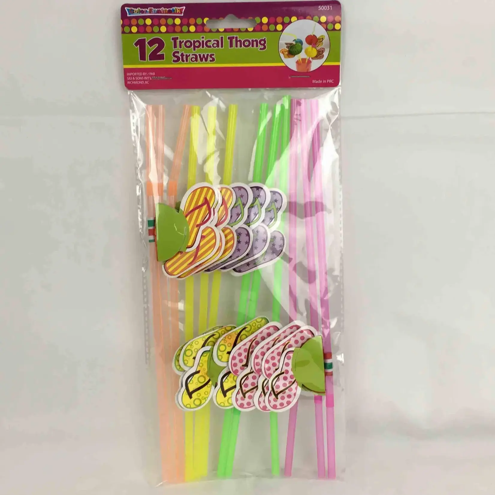 Cocktail Tropical Straws 12pcs - Assorted