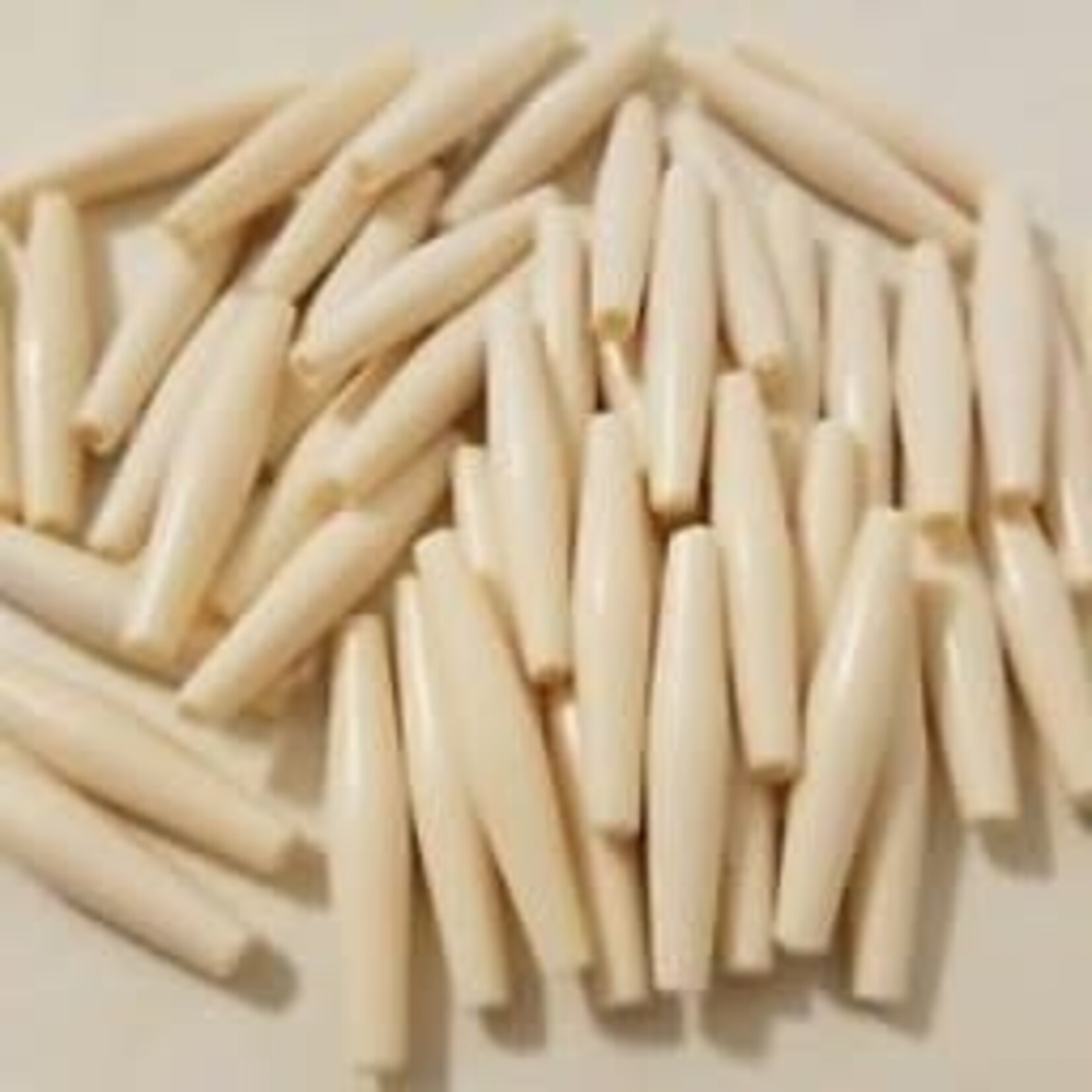 Hairbone Pipe  Worked On Bone  Ivory 0.5" (100 Pieces) Oval