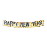 10 x 9 Happy New Year Glitter Banner With Metallic Fringe