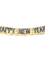 10 x 9 Happy New Year Glitter Banner With Metallic Fringe