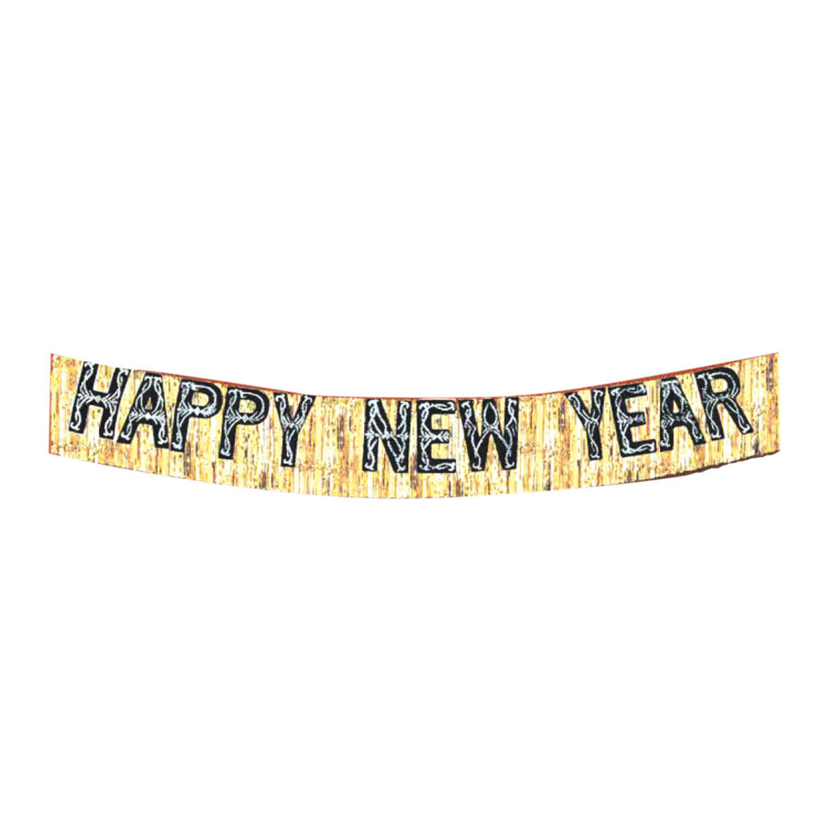 10 x 9 Happy New Year Glitter Banner With Metallic Fringe