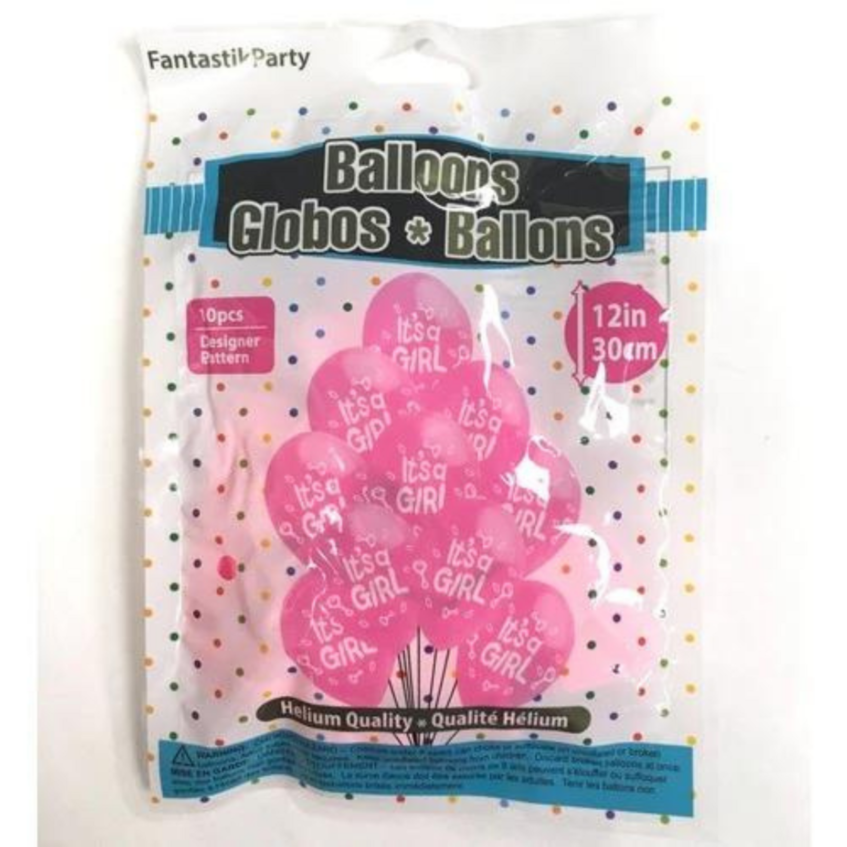 10CT 12" PRINTED BALLOONS, IT'S A GIRL