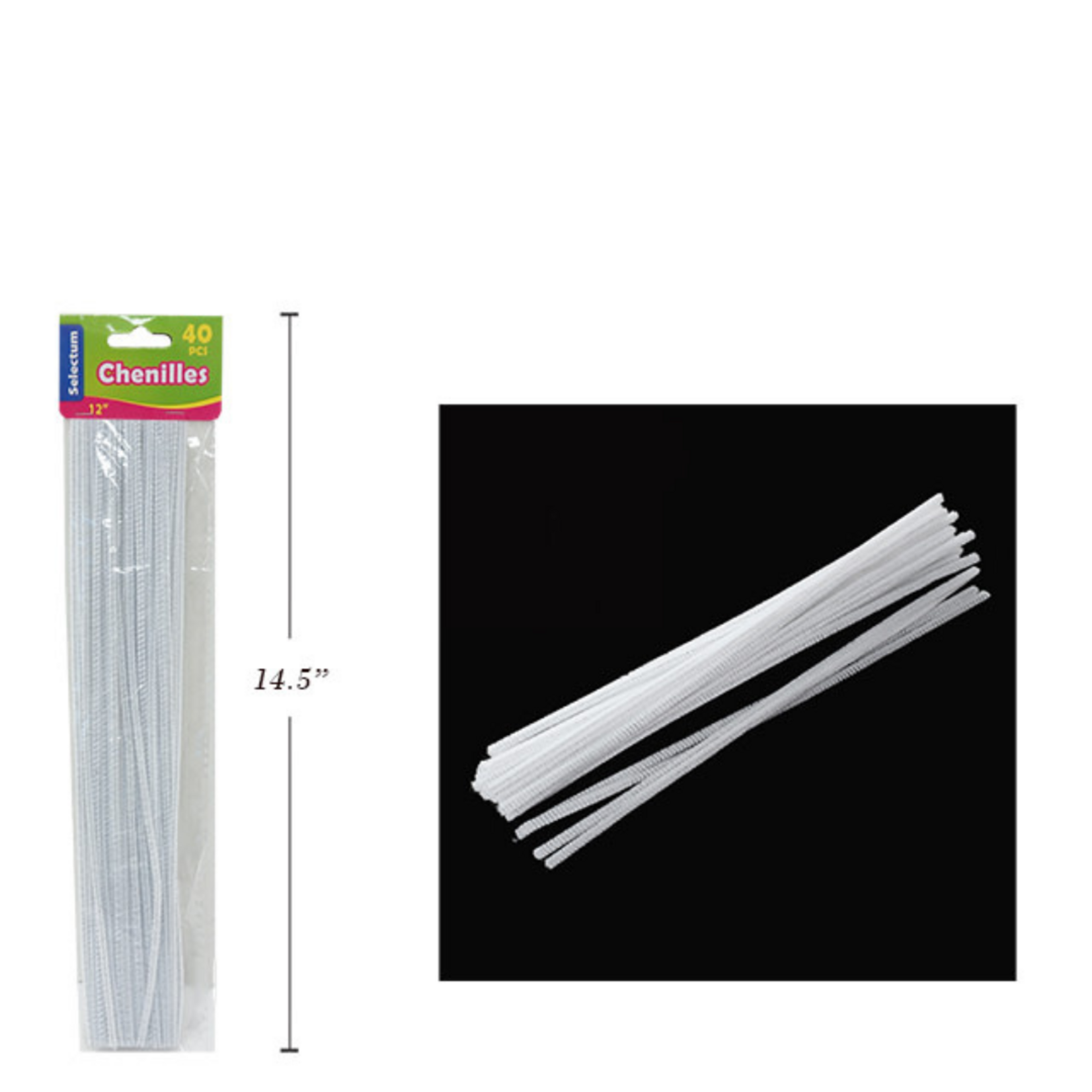 Selectum 12" Chenilles White 40/Bag 4 Mm Thickness