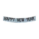 15" x 12" Metallic Banner With Silver Fringe & Black Happy New Year