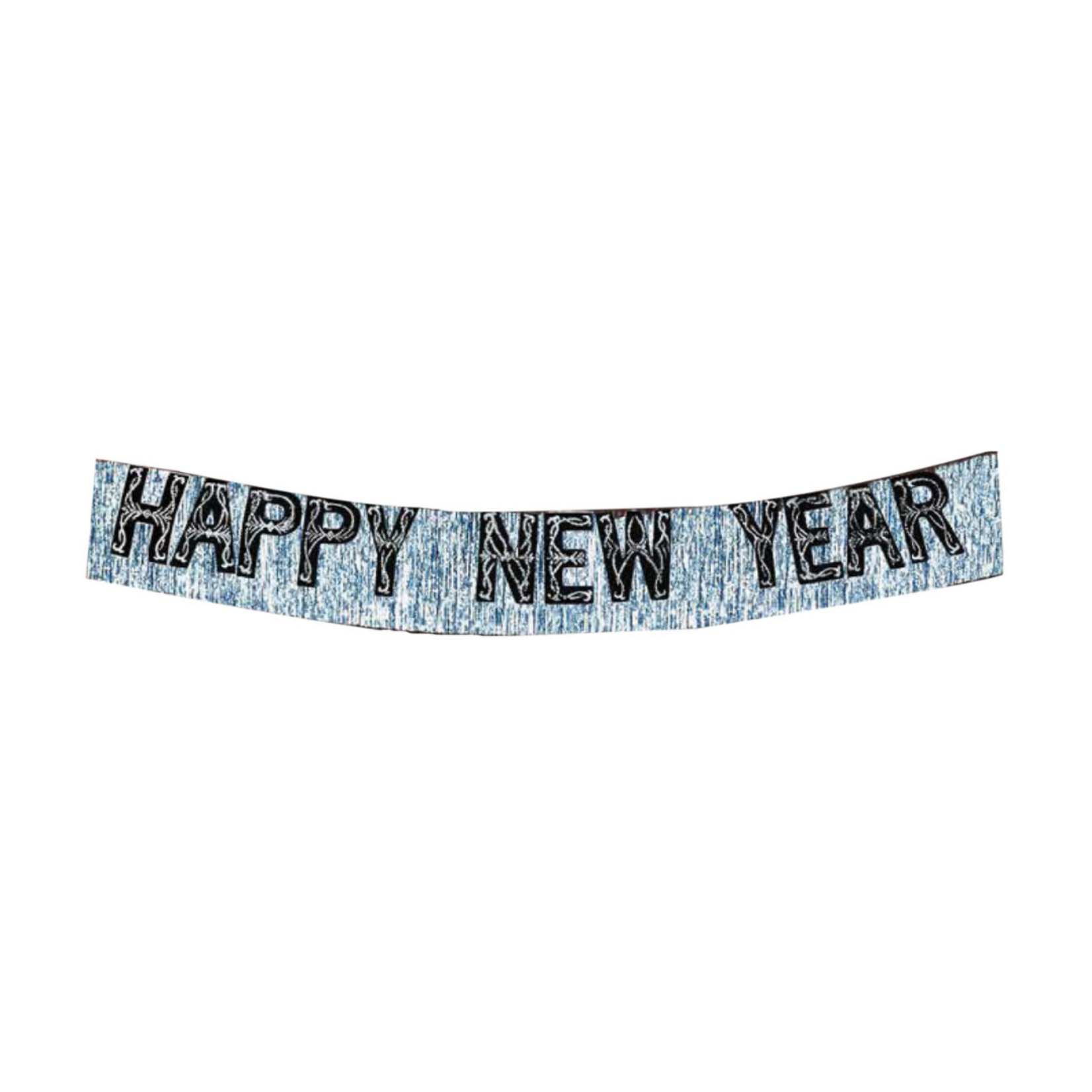 15" x 12" Metallic Banner With Silver Fringe & Black Happy New Year