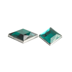 Acrylic Facetted Rhinestone Square 12mm (100 pcs)  Teal