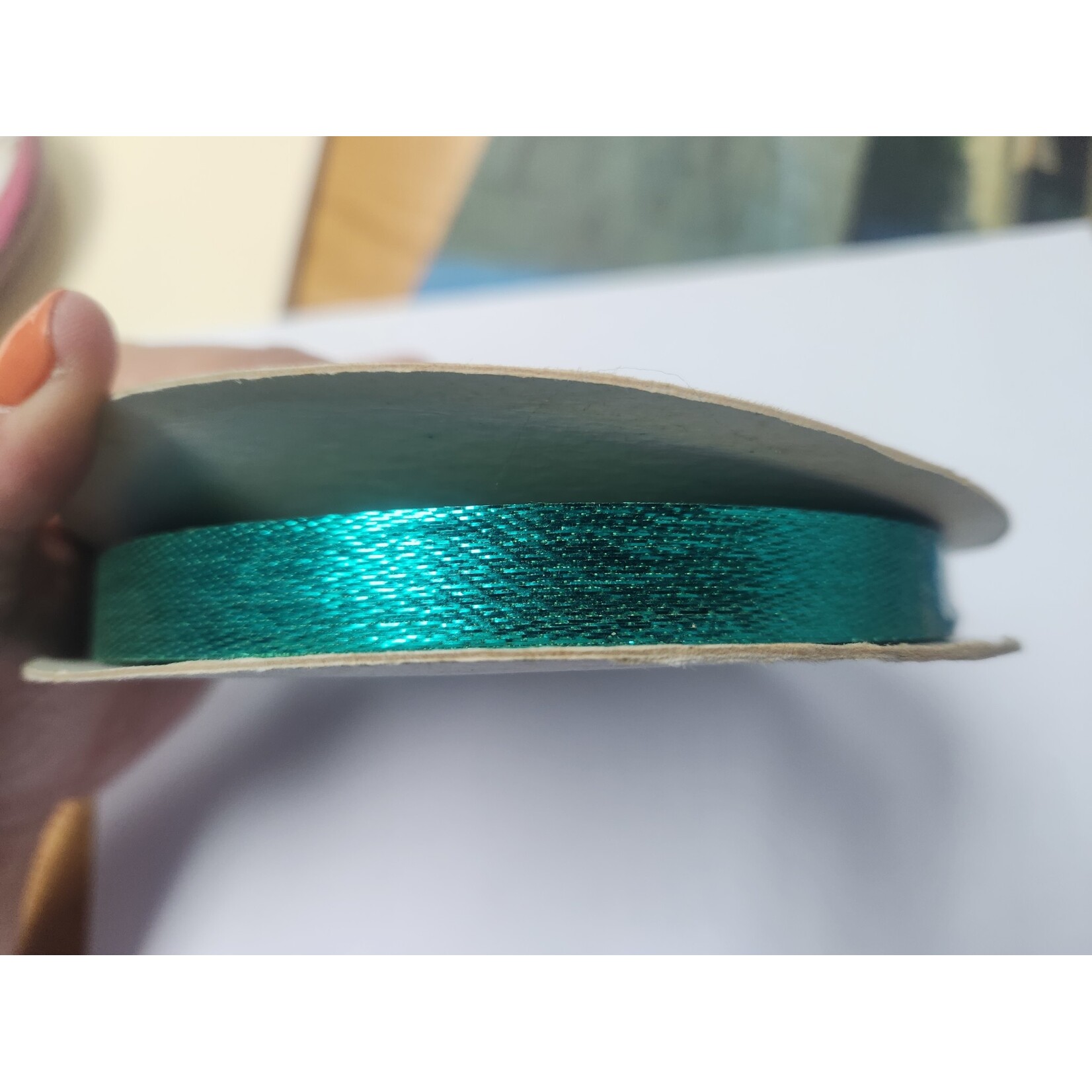 Metallic Paper Ribbon 1/2 Inch x 50 Yards Green