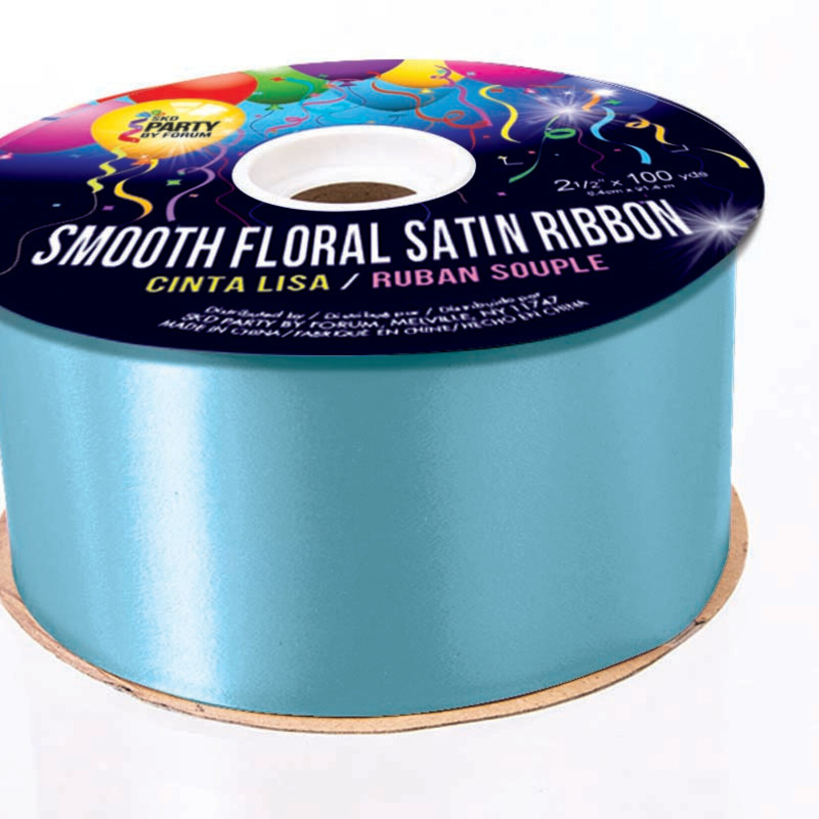 Smooth Floral Satin Ribbon 2 1/2 Inches  Lihgt  Blue