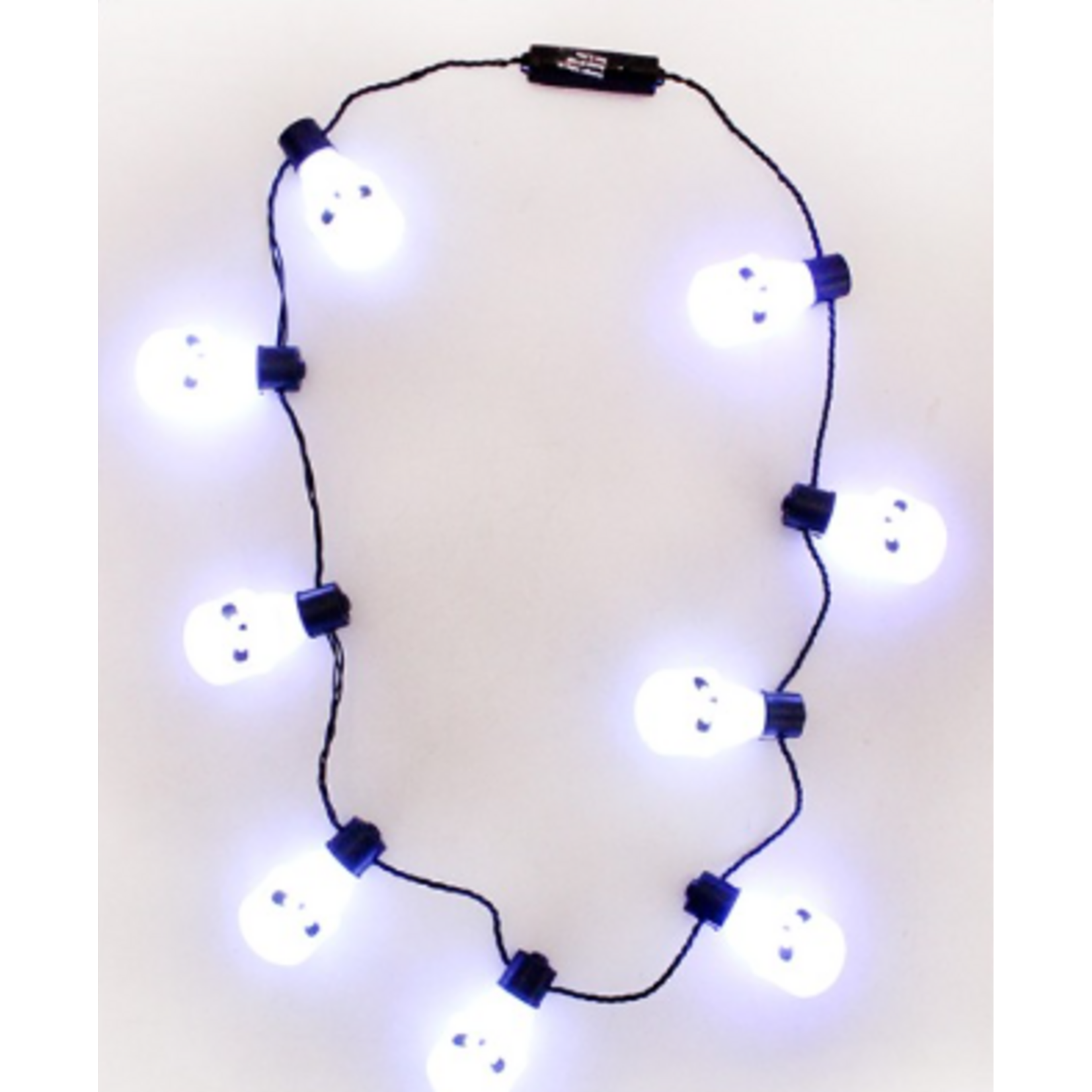 LED White Skulls Necklace (w/battery)