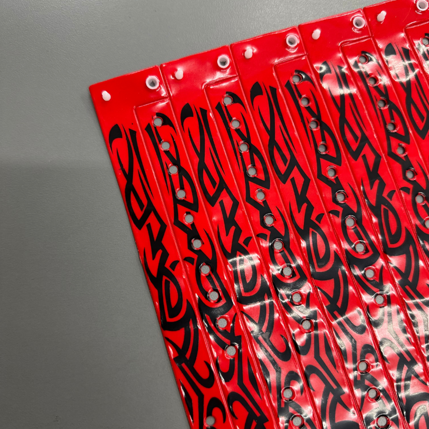 ID Wristbands Bands Plastic (Vinyl) 10 Inches  Cherry Red with Black Tribal Print