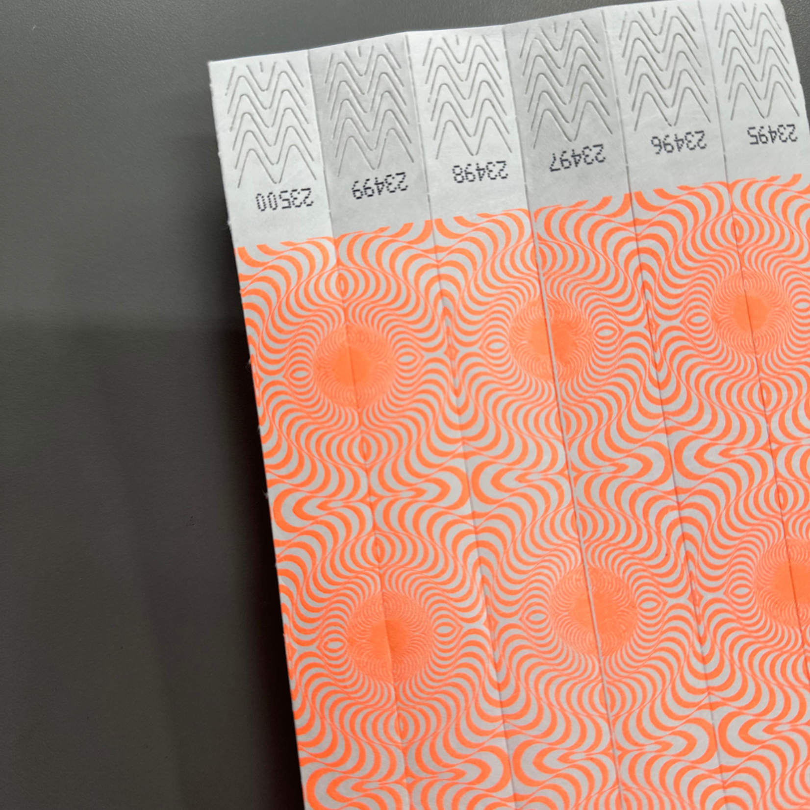 ID Wristbands Bands Tyvek (Paper) 3/4 Inch Illusion Neon Orange