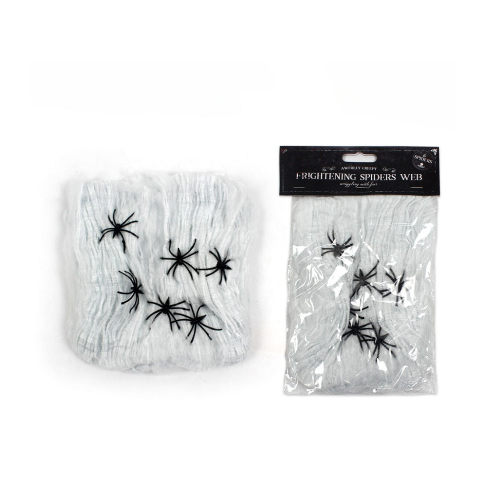 Halloween White Spider Web W/6 Spiders