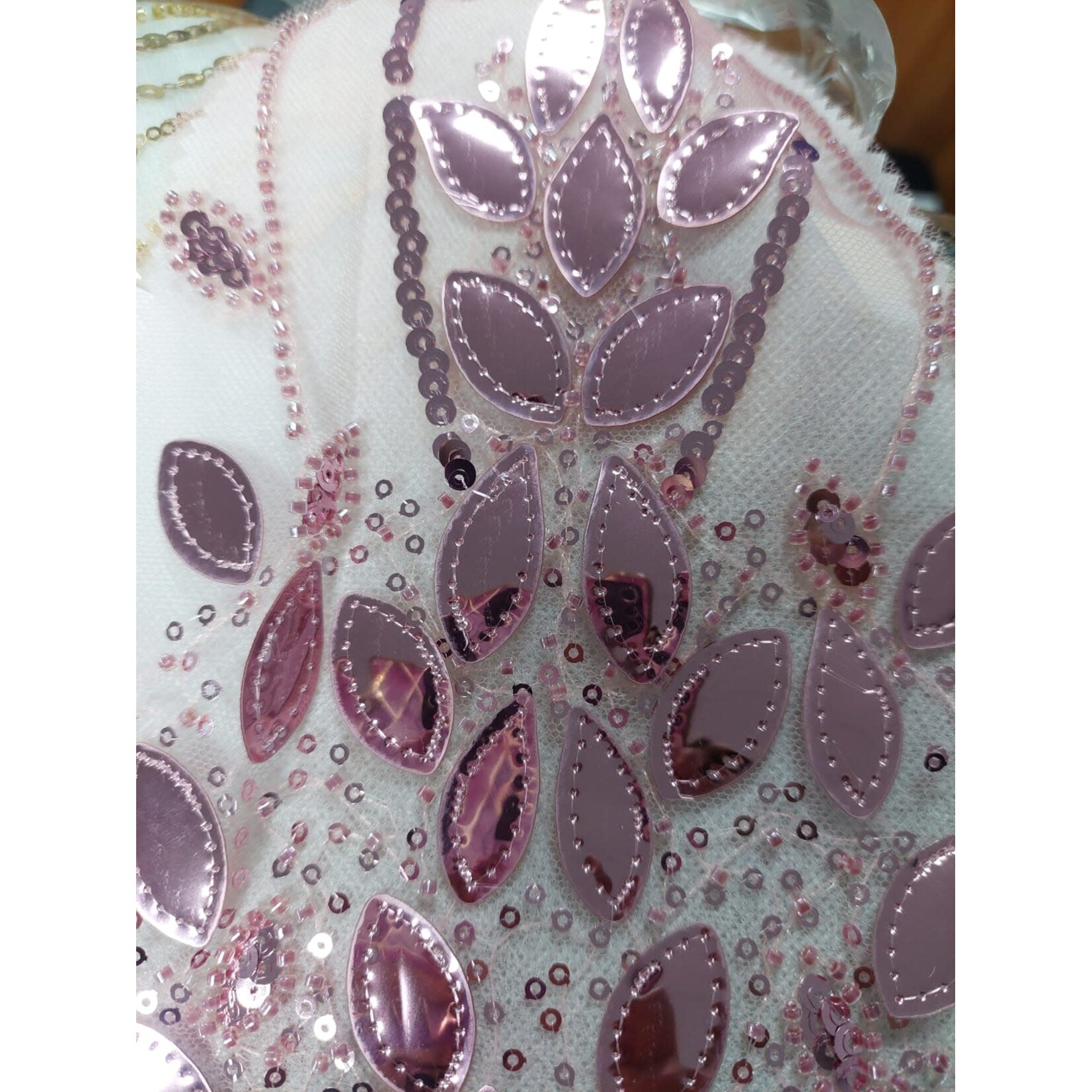 Poly Mesh with Embroidery Sequins 49-51 Inches (yard) Pink