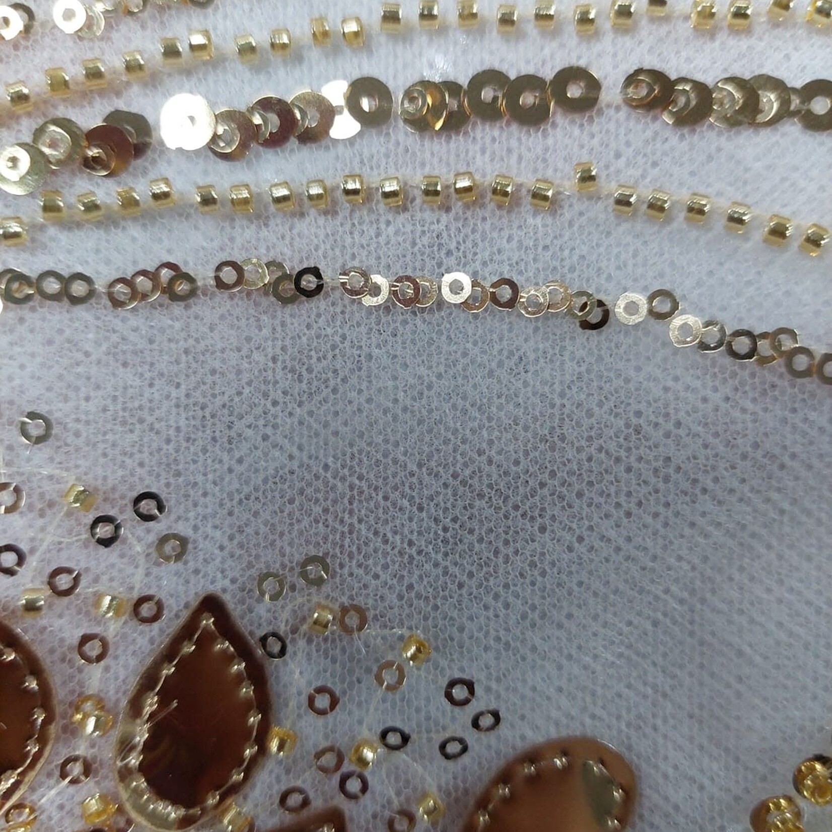 Poly Mesh with Embroidery Sequins 49-51 Inches (yard) Gold