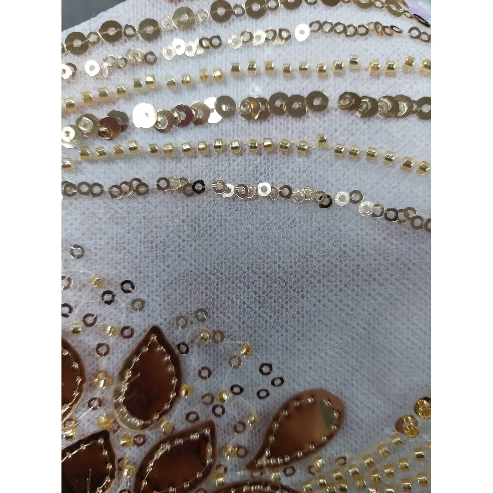Poly Mesh with Embroidery Sequins 49-51 Inches (yard) Gold