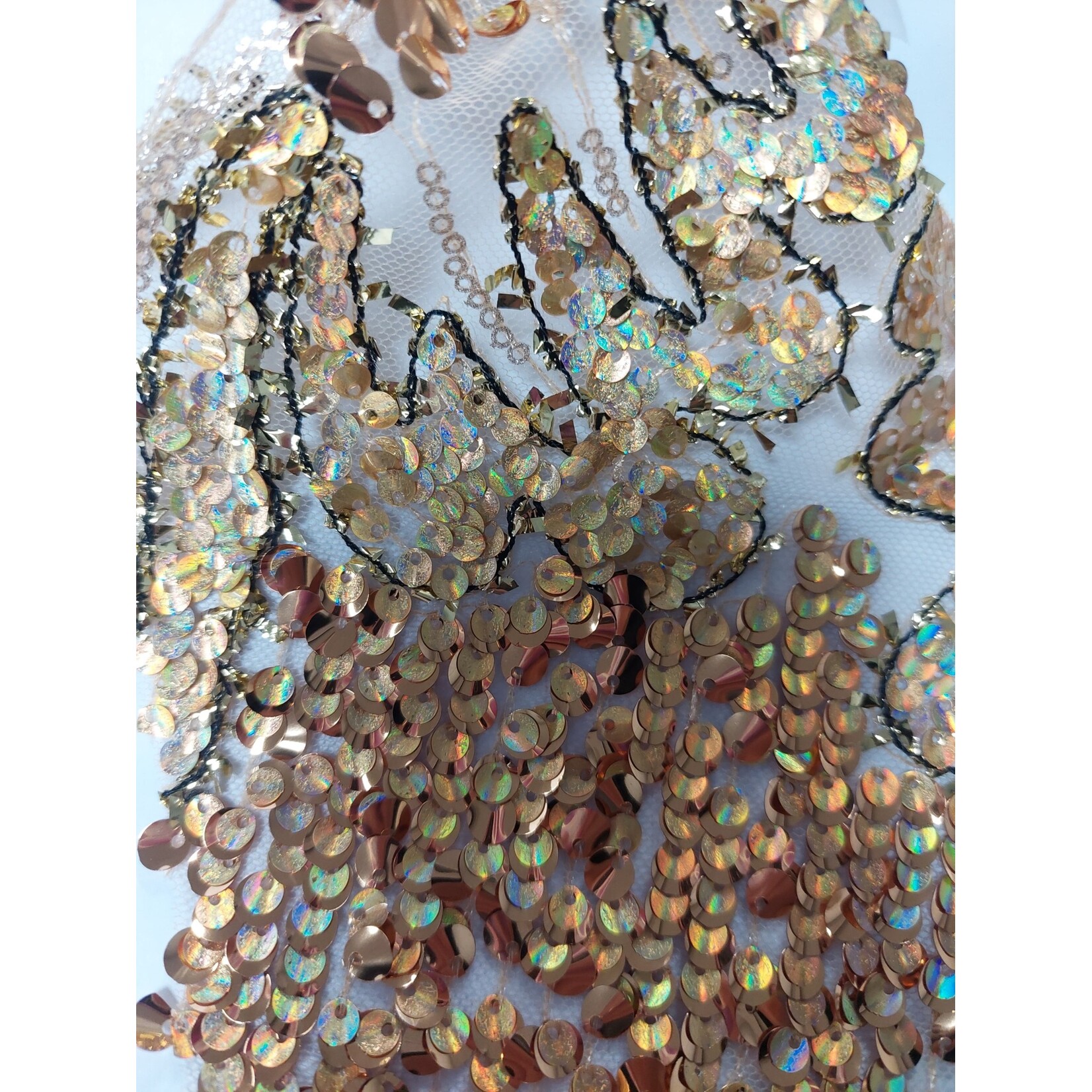 Poly Mesh with Embroidery spangle Lace 49-51 Inches (yard) Gold